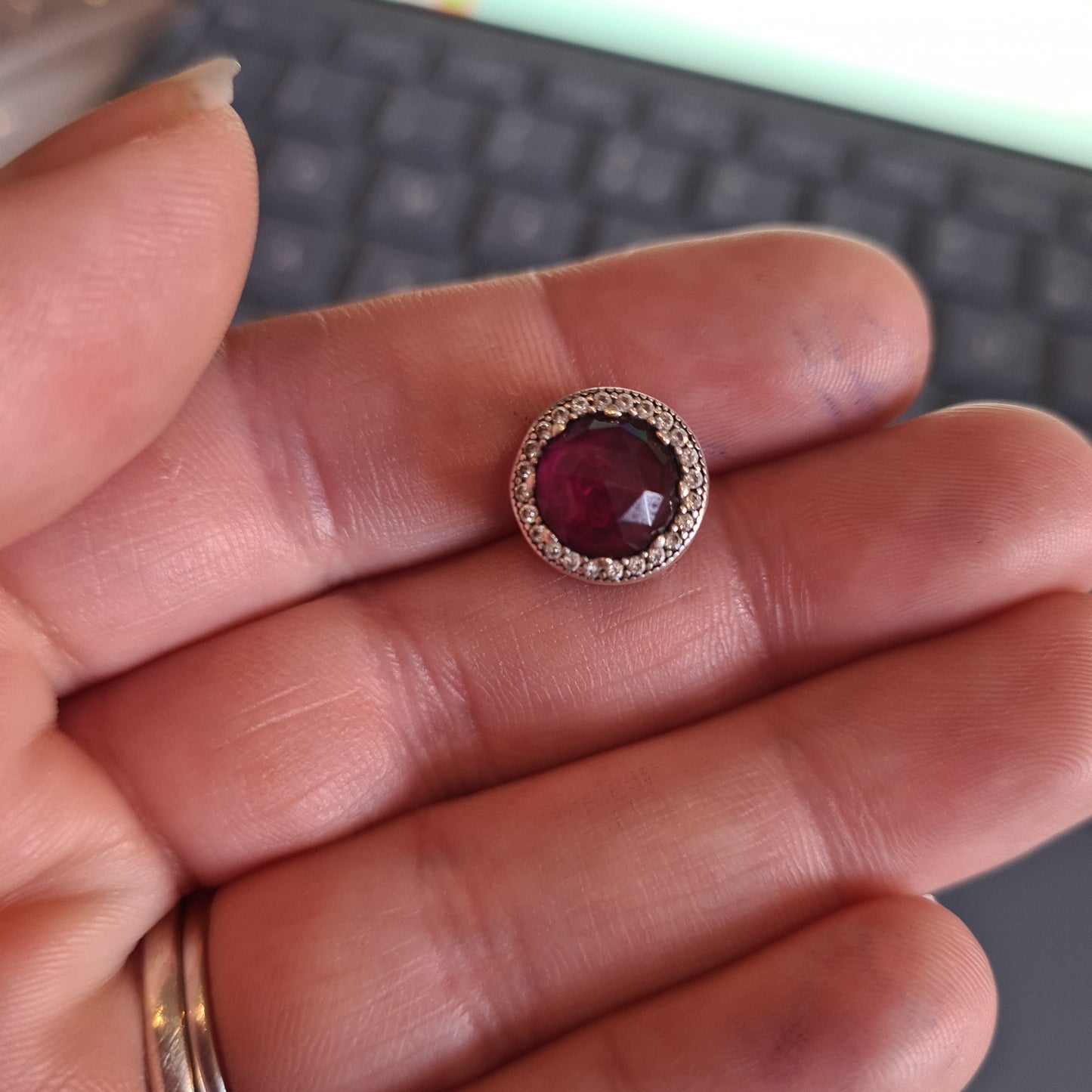 Genuine Pandora Disney Belle's Rose Charm Large Stone