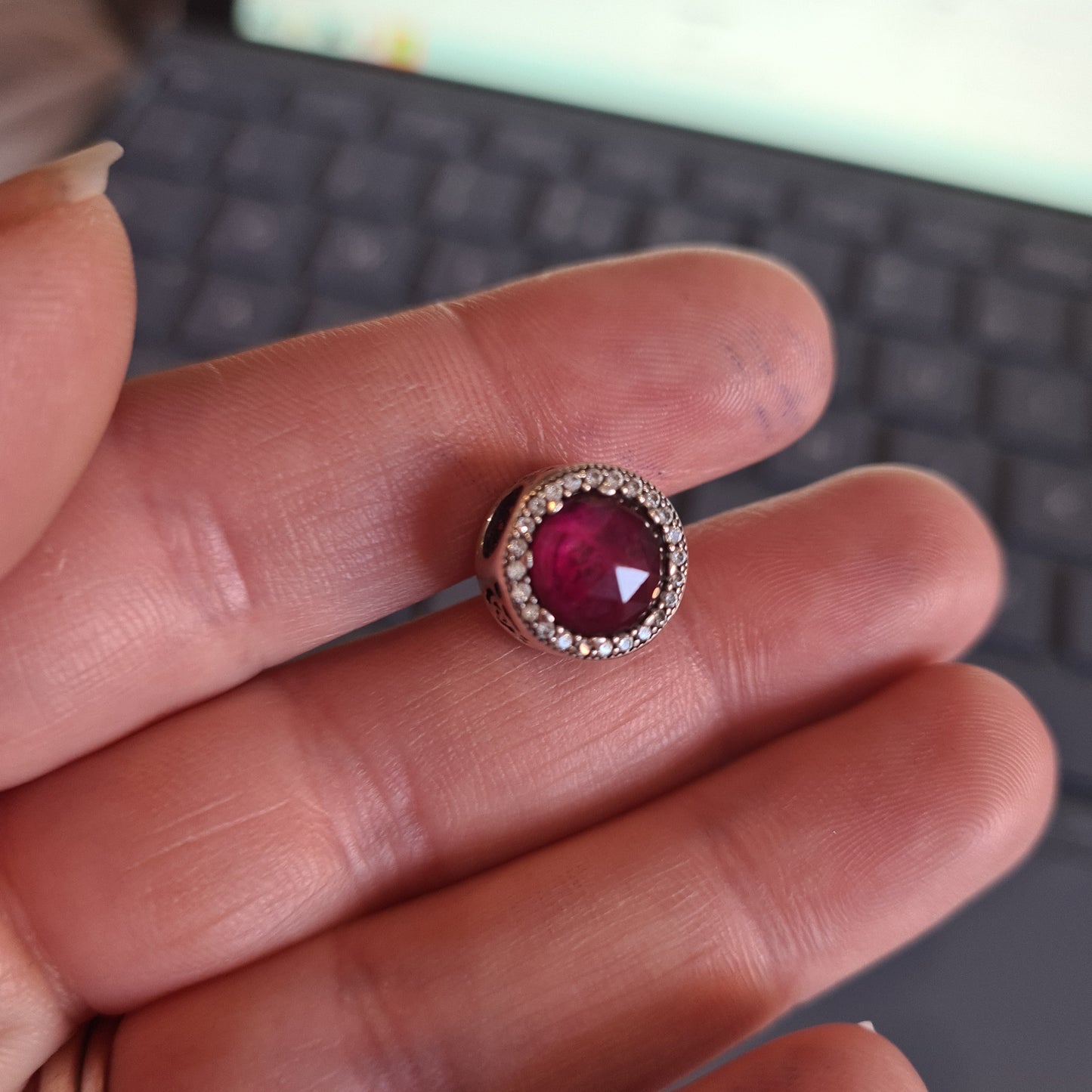 Genuine Pandora Disney Belle's Rose Charm Large Stone