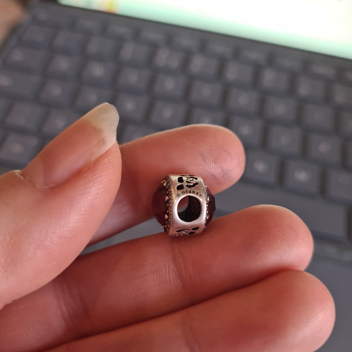 Genuine Pandora Disney Belle's Rose Charm Large Stone