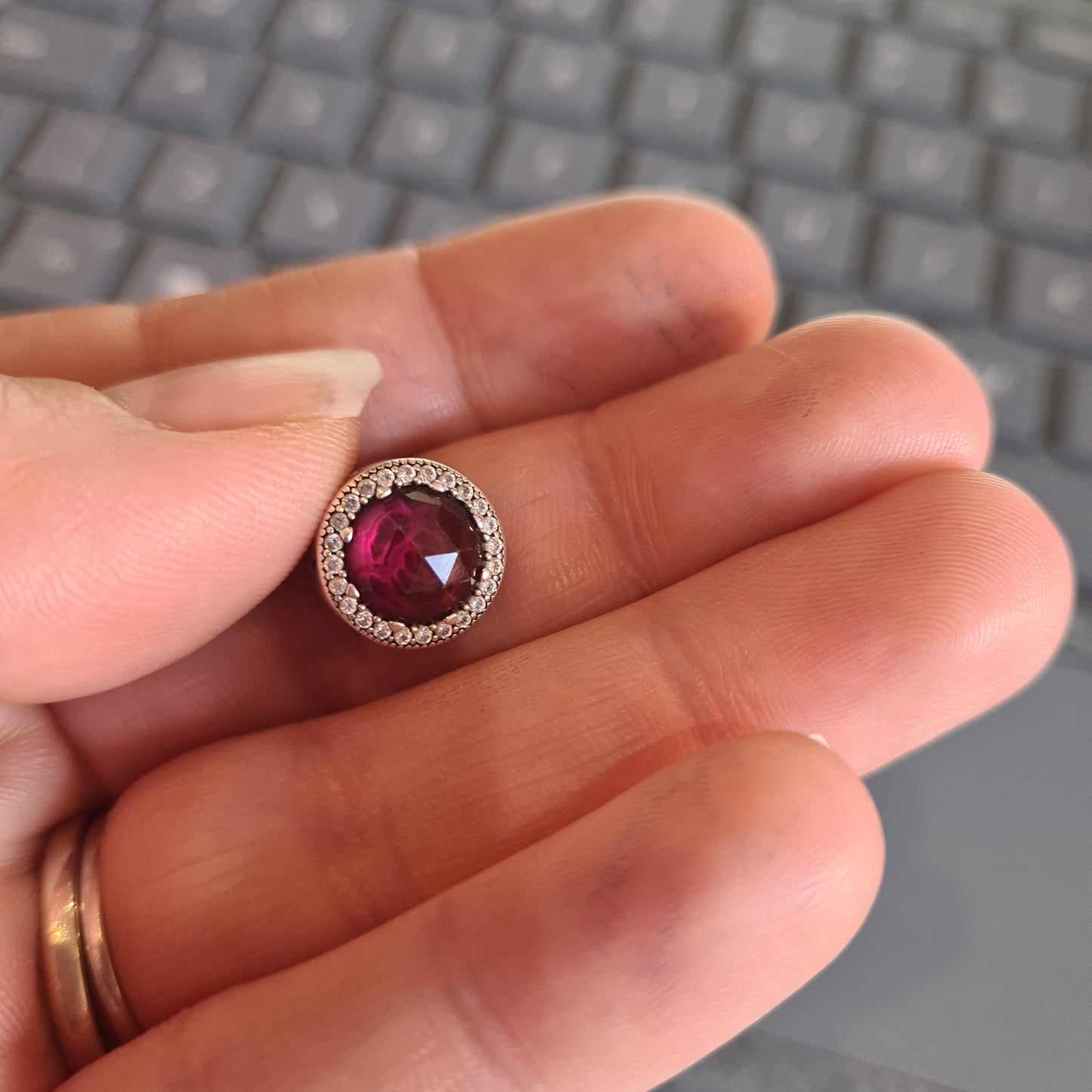 Genuine Pandora Disney Belle's Rose Charm Large Stone