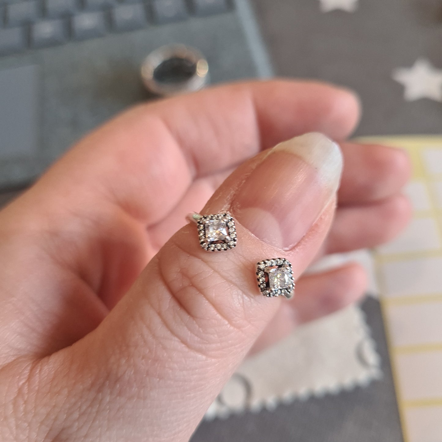 Genuine Pandora Double Open Diamond Sparkle Pave Ring Size 58