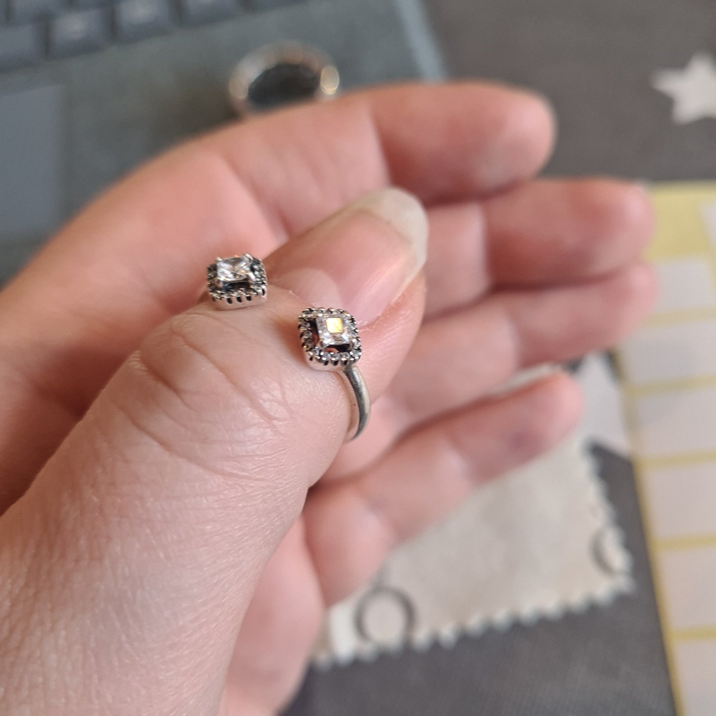 Genuine Pandora Double Open Diamond Sparkle Pave Ring Size 58