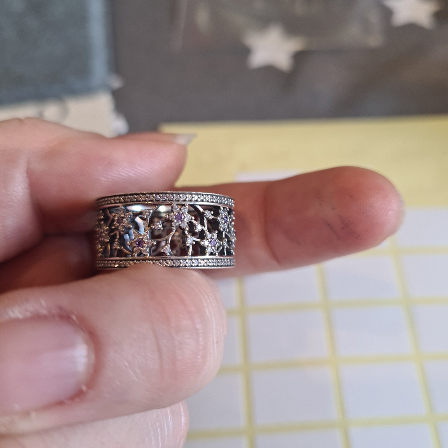 Genuine Pandora Purple Forget Me Knot BEAUTIFUL Ring Size 56 Sparkly