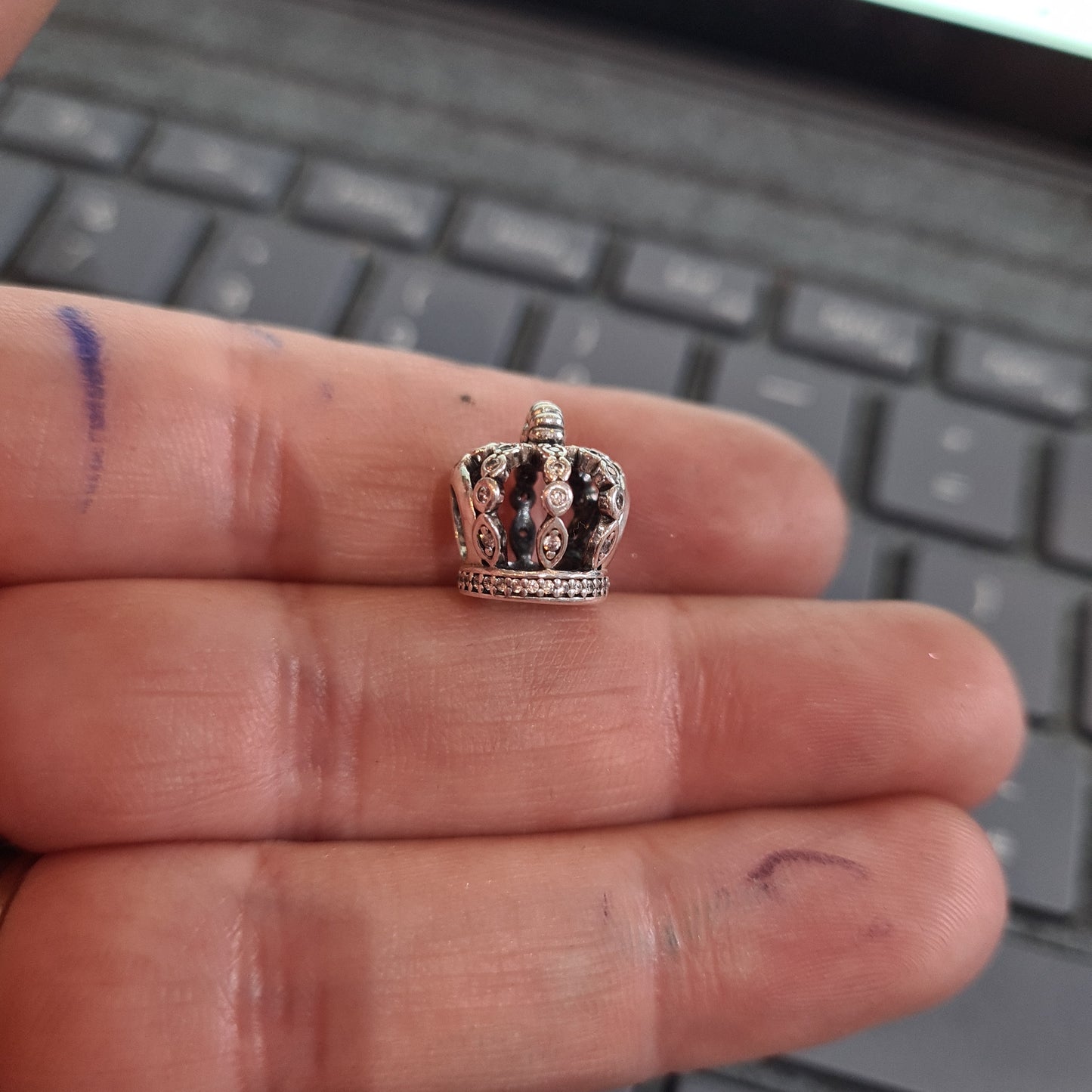Genuine Pandora Crown Openwork Pave Royal Charm Princess Prince Queen