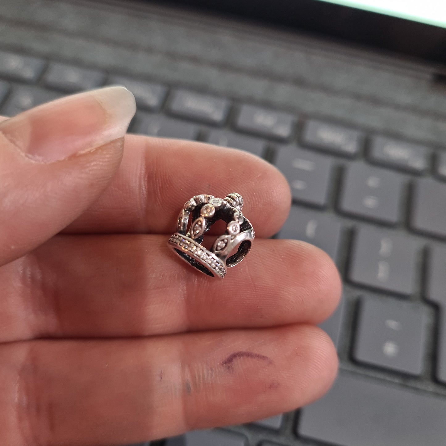 Genuine Pandora Crown Openwork Pave Royal Charm Princess Prince Queen