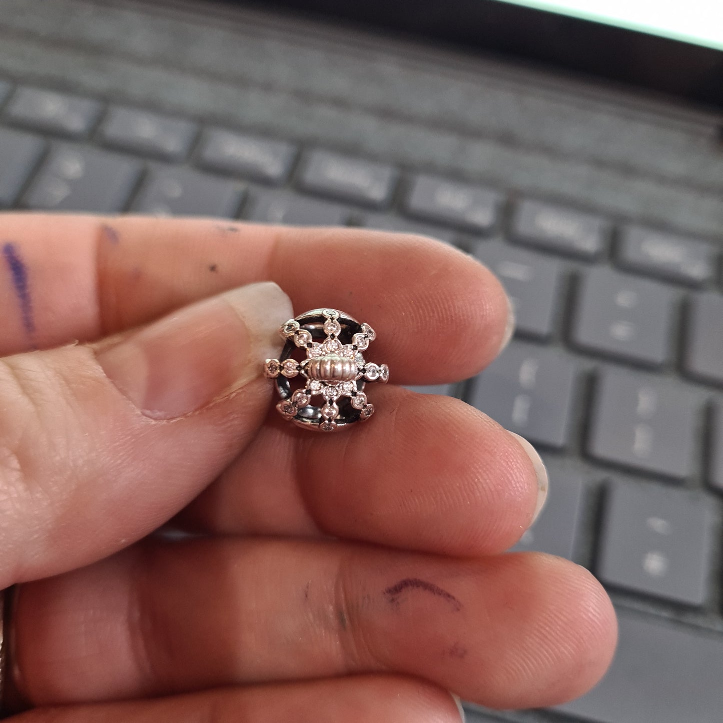 Genuine Pandora Crown Openwork Pave Royal Charm Princess Prince Queen