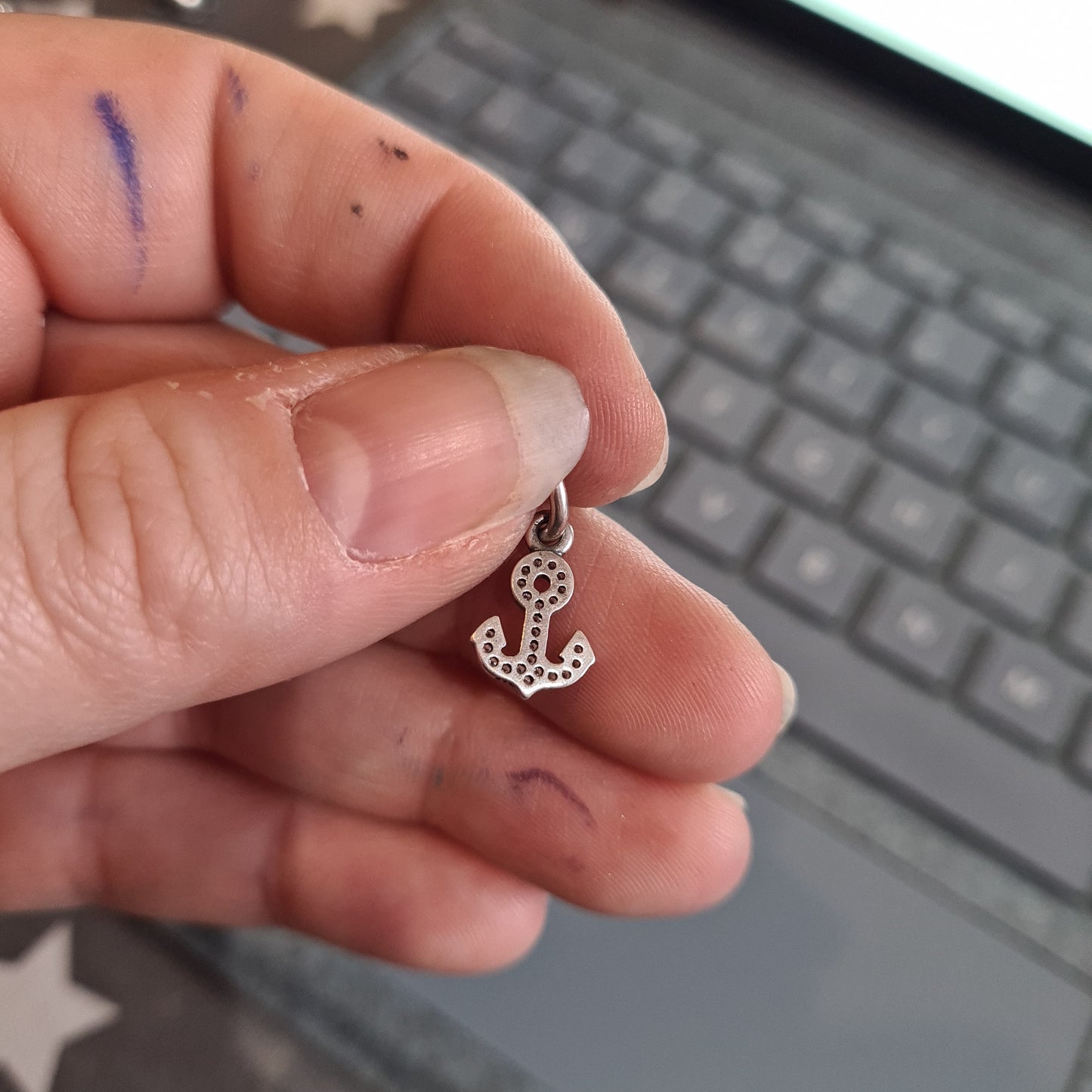 Genuine Pandora Anchor Pave Dangle With Clear Stone