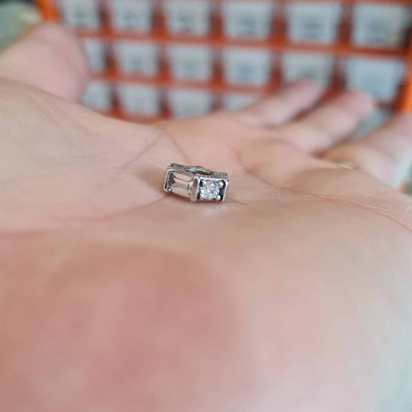 Genuine Pandora Clear CZ Stone Spacer Charm Glacial Beauty Ice Cube x1