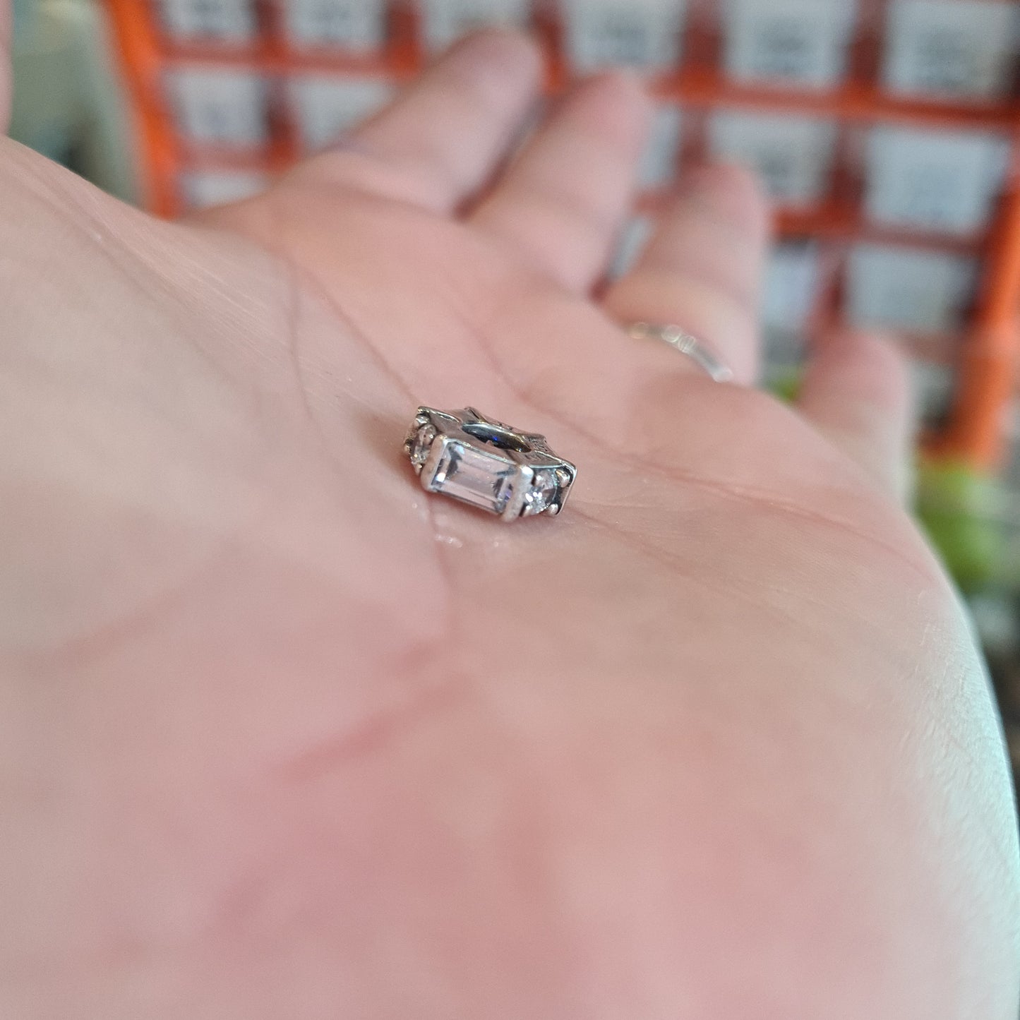 Genuine Pandora Clear CZ Stone Spacer Charm Glacial Beauty Ice Cube x1
