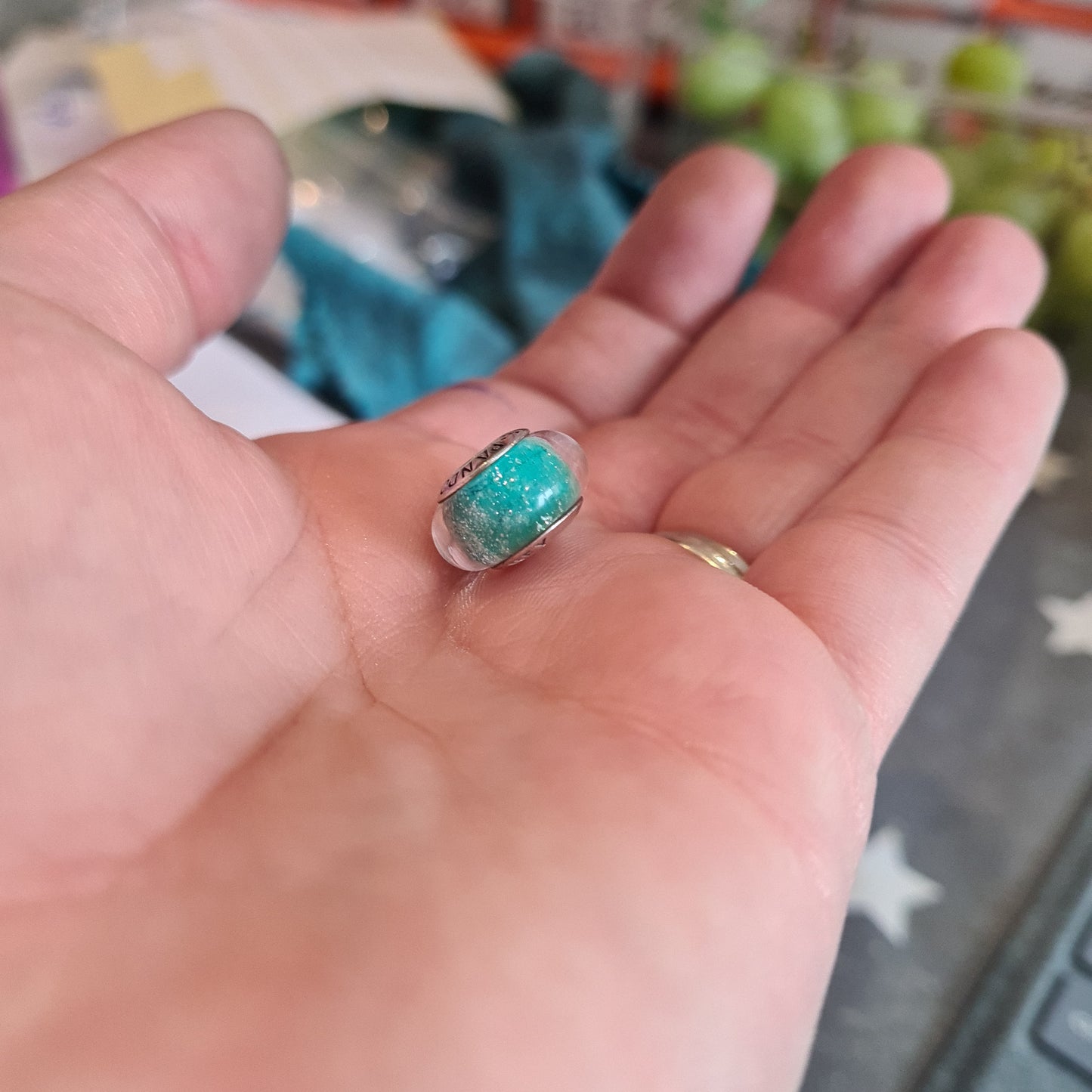 Genuine Pandora Disney Princess Murano Ariel Teal Rare Little Mermaid