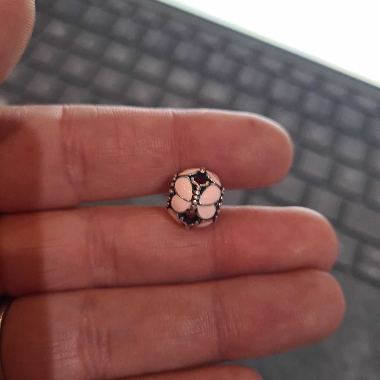 Genuine Pandora Pink Enamel Butterfly Openwork Charm