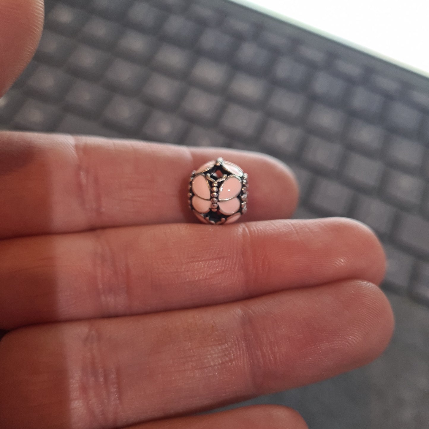 Genuine Pandora Pink Enamel Butterfly Openwork Charm