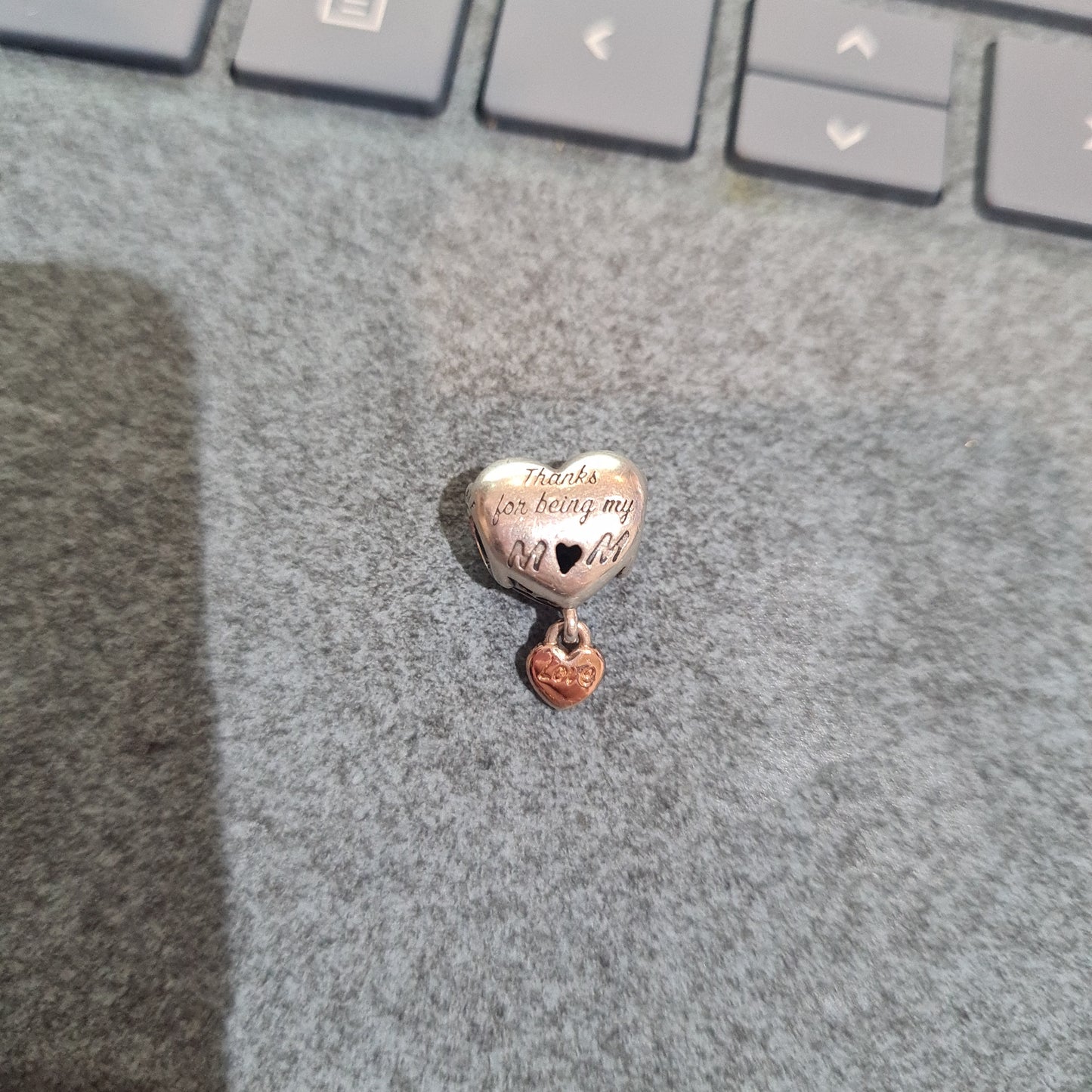 Genuine Pandora Thanks For Being My Mum Mother Mom With Rose Gold Dangle Love Heart Charm
