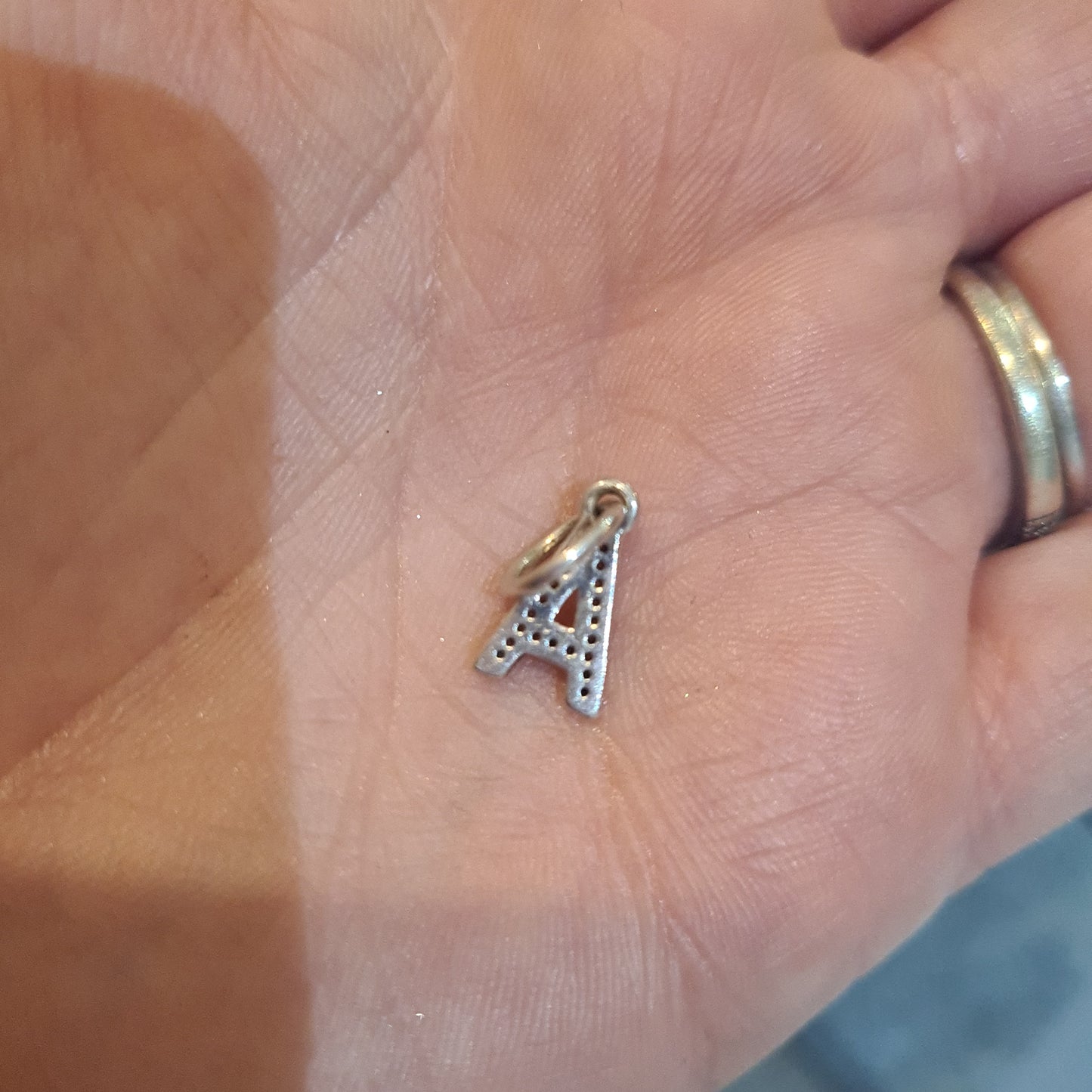 Genuine Pandora Letter A Charm Pave Dangle