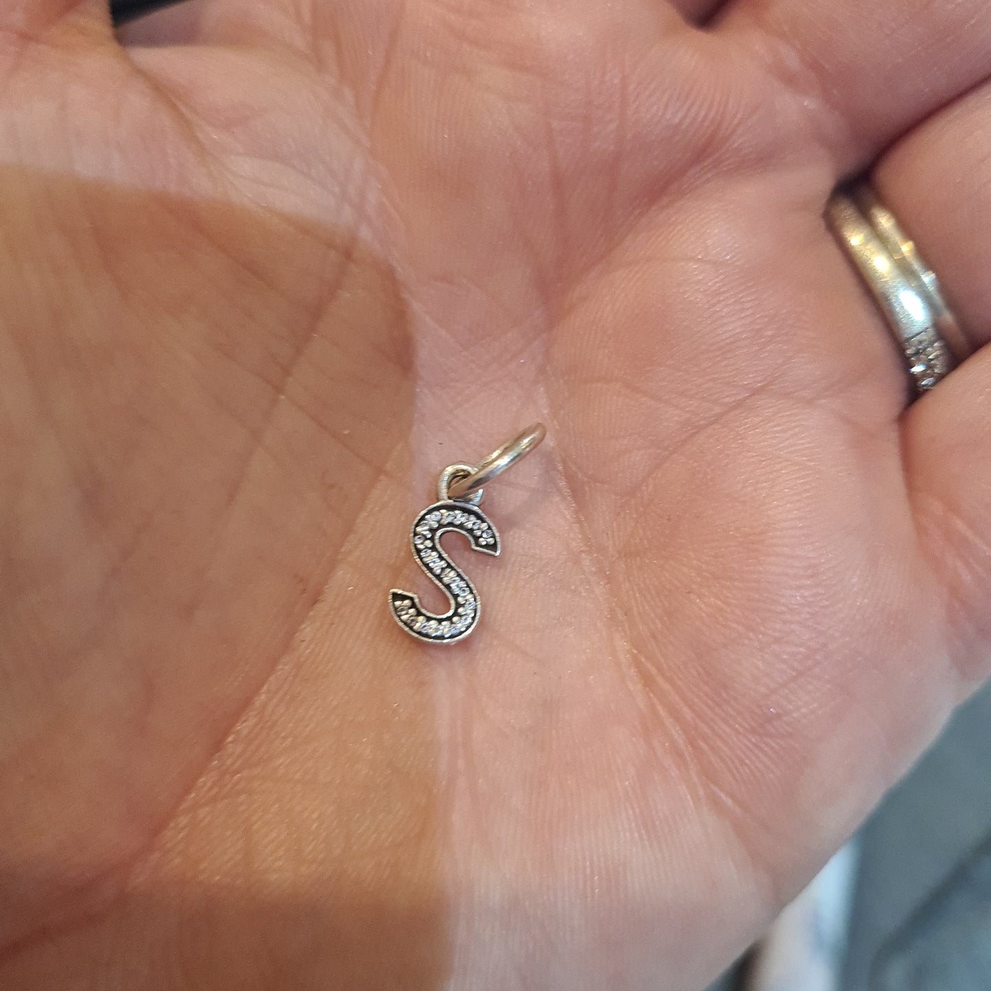 Genuine Pandora Letter S Pave Dangle Charm