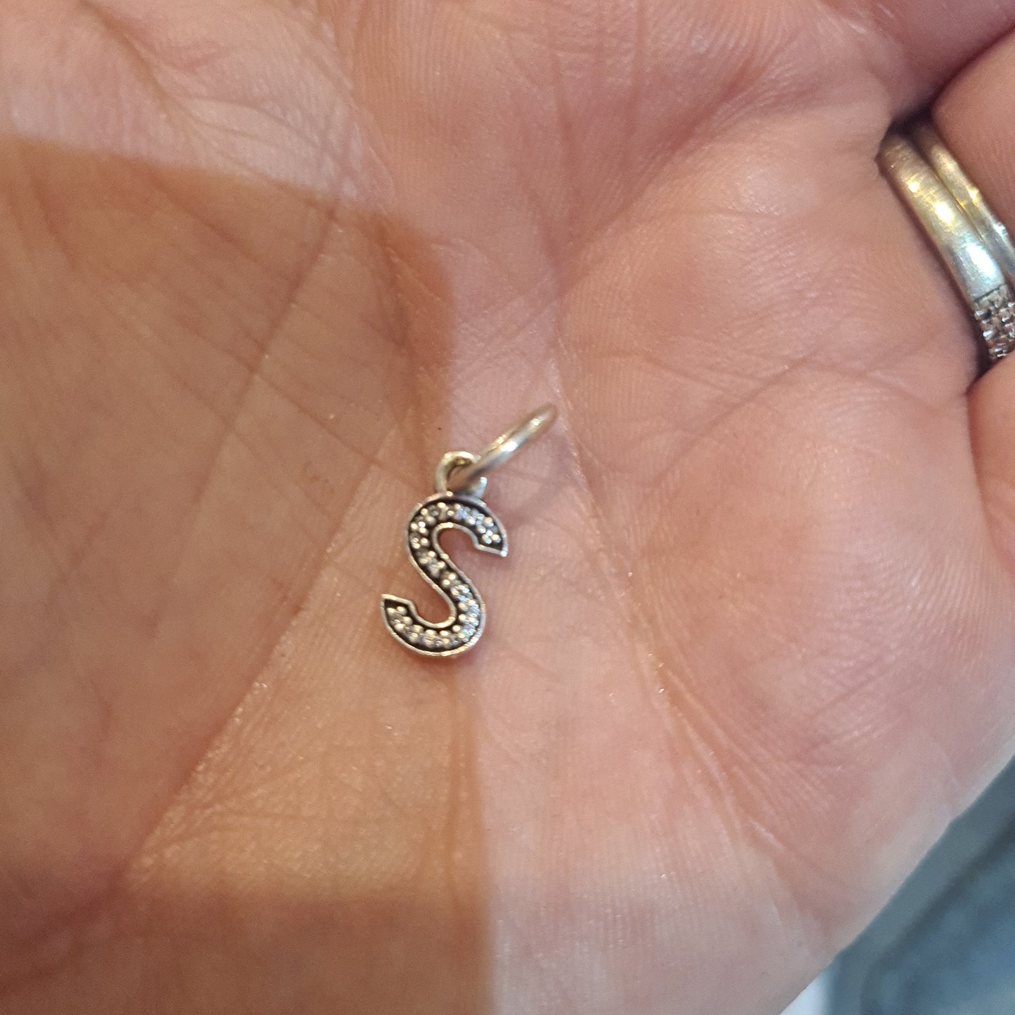 Genuine Pandora Letter S Pave Dangle Charm