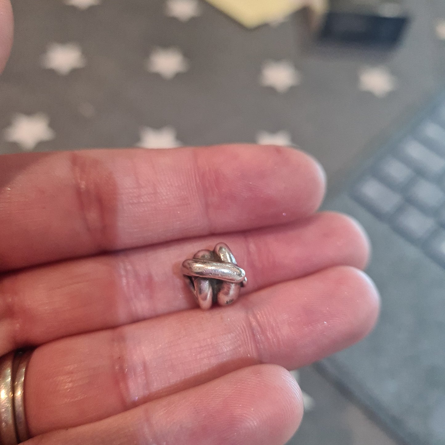 Genuine Pandora Joined By Love Knot Champagne with CZ Pave Charm