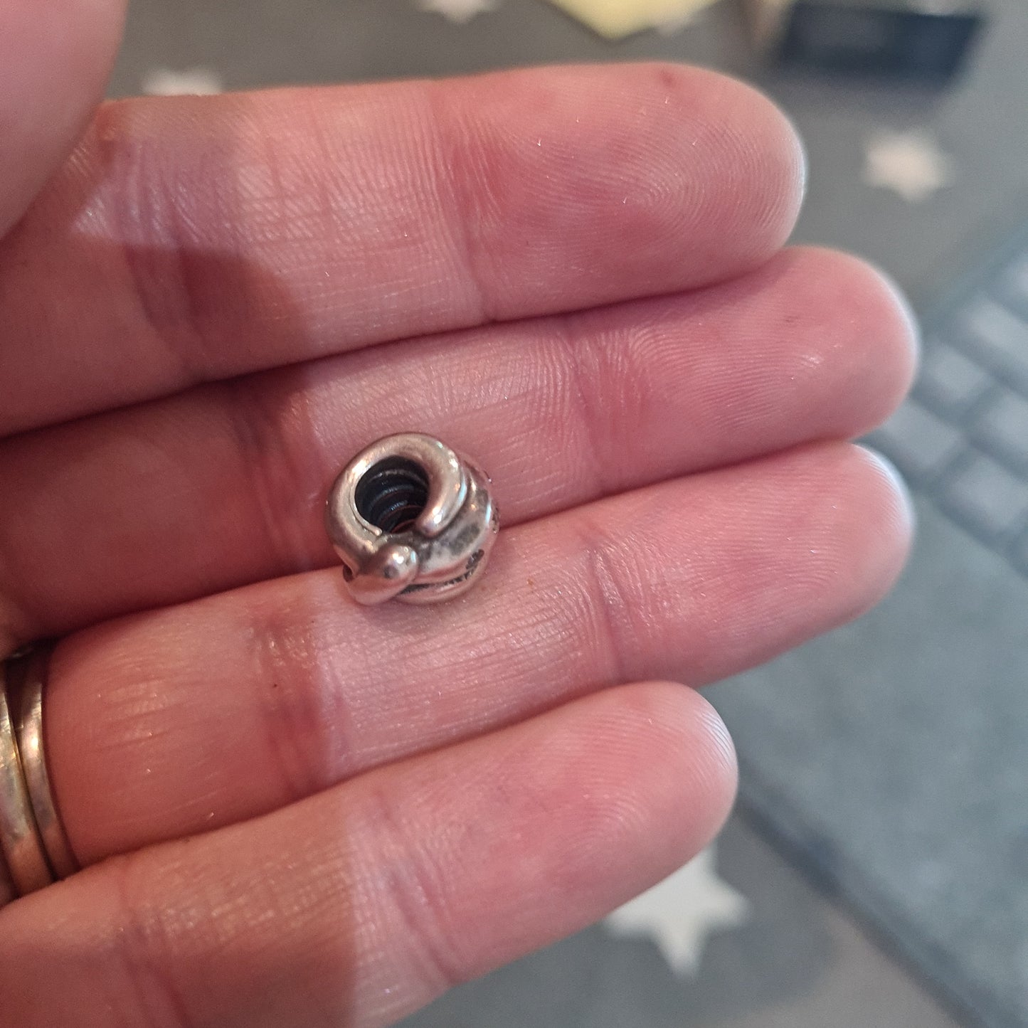 Genuine Pandora Joined By Love Knot Champagne with CZ Pave Charm