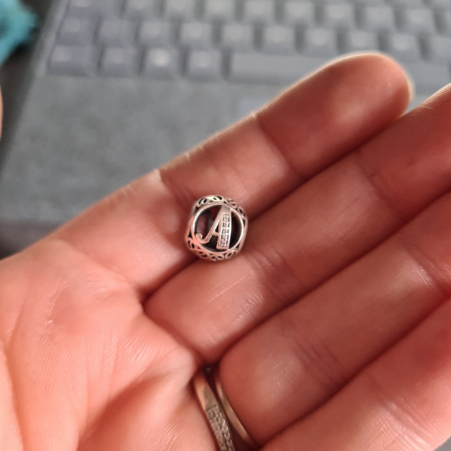 Genuine Pandora Letter Vintage A Pave Charm