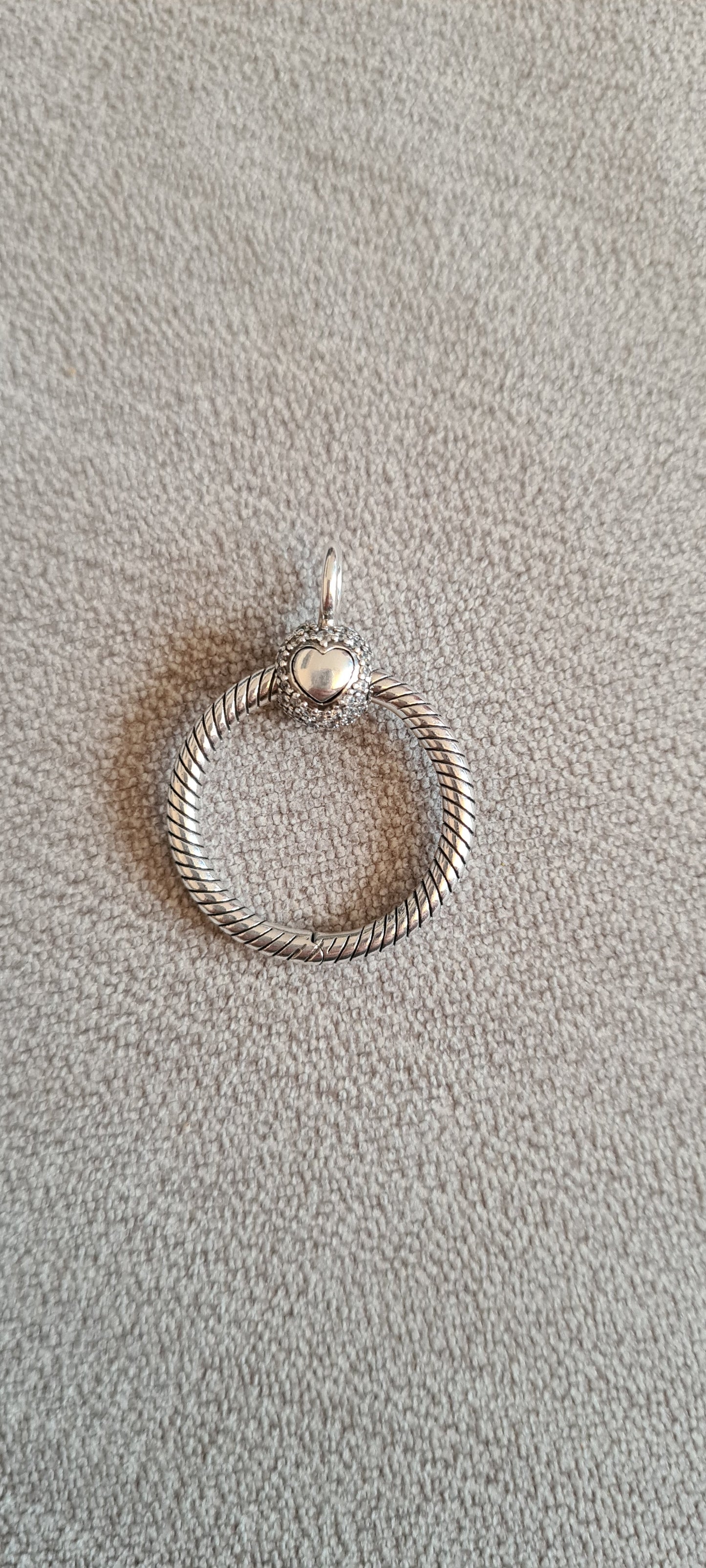 Genuine Pandora Pave Small O Ring Pendant With Chain