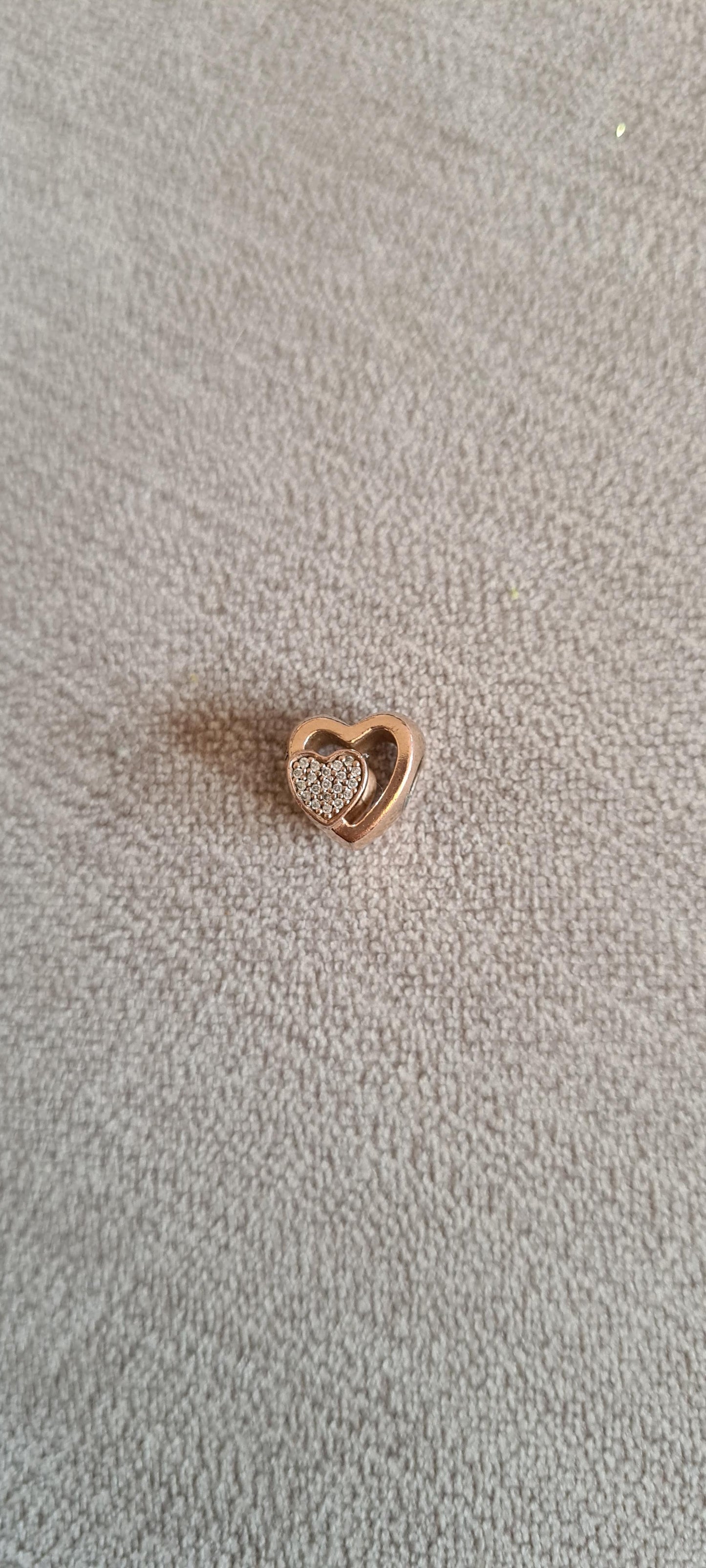 Genuine Pandora Rose Gold Double Pave Heart Openwork Charm
