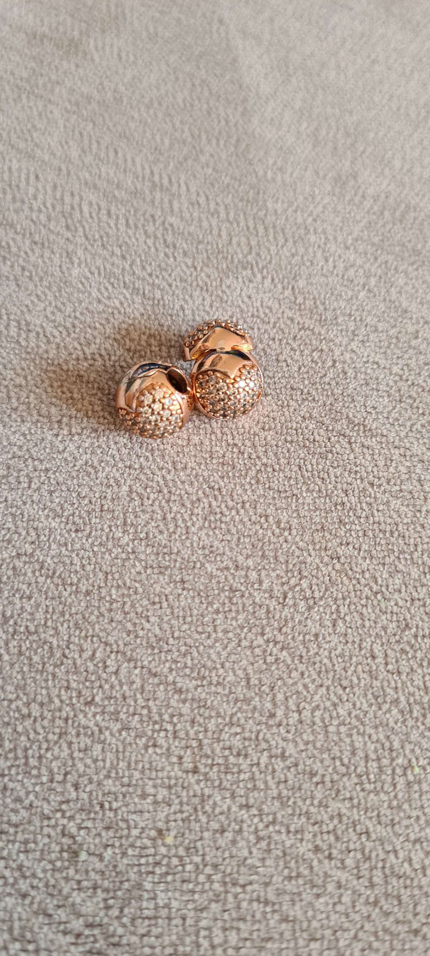 Genuine Pandora Rose Gold Pave Heart Clip x2