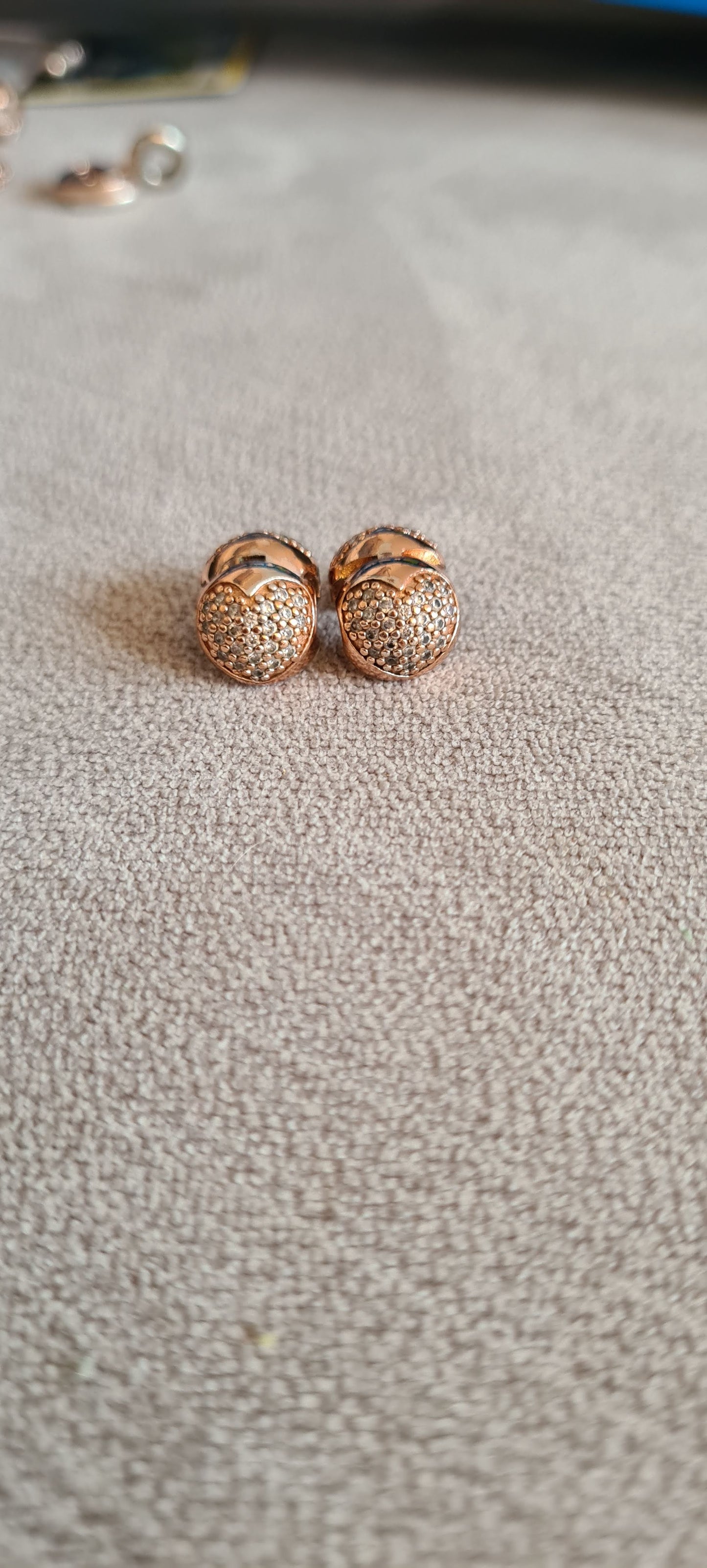Genuine Pandora Rose Gold Pave Heart Clip x2