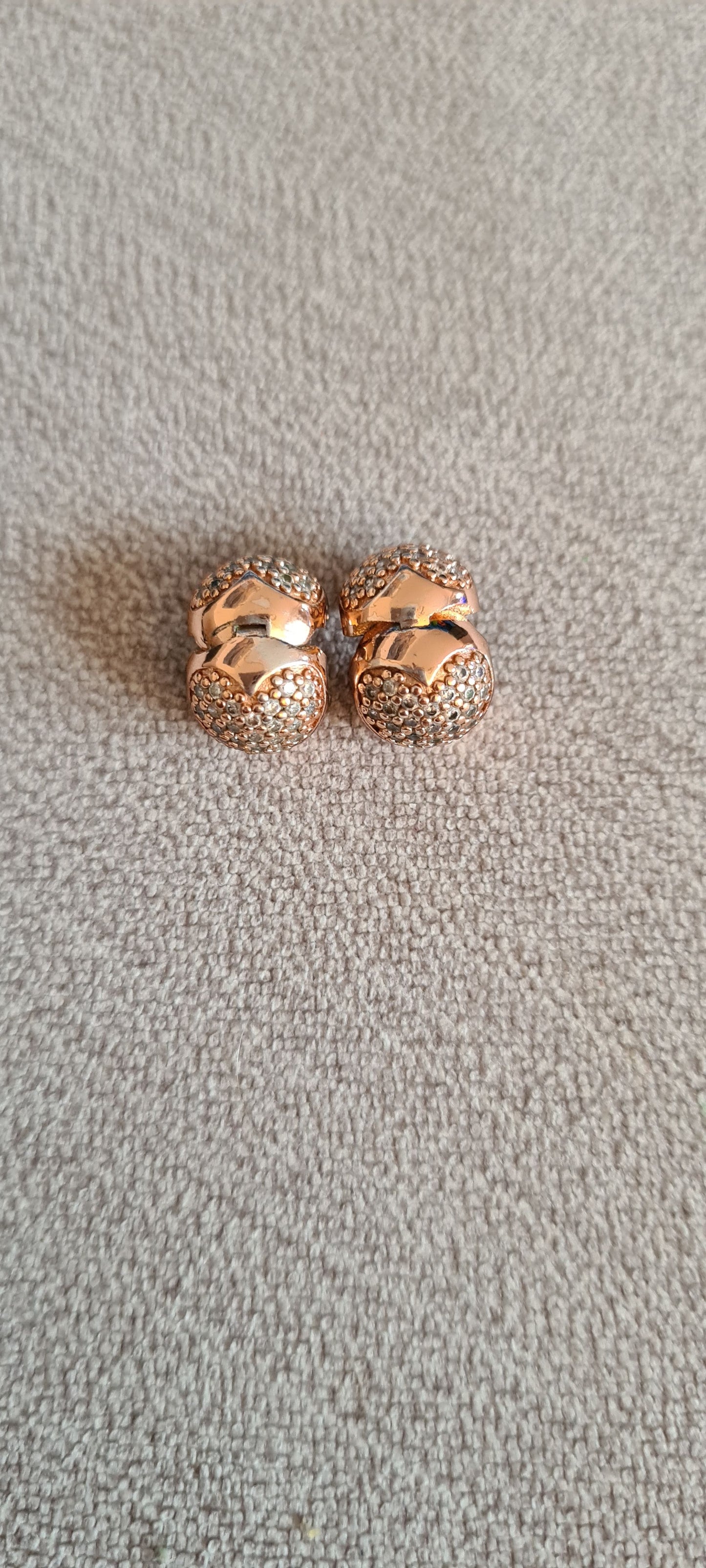 Genuine Pandora Rose Gold Pave Heart Clip x2