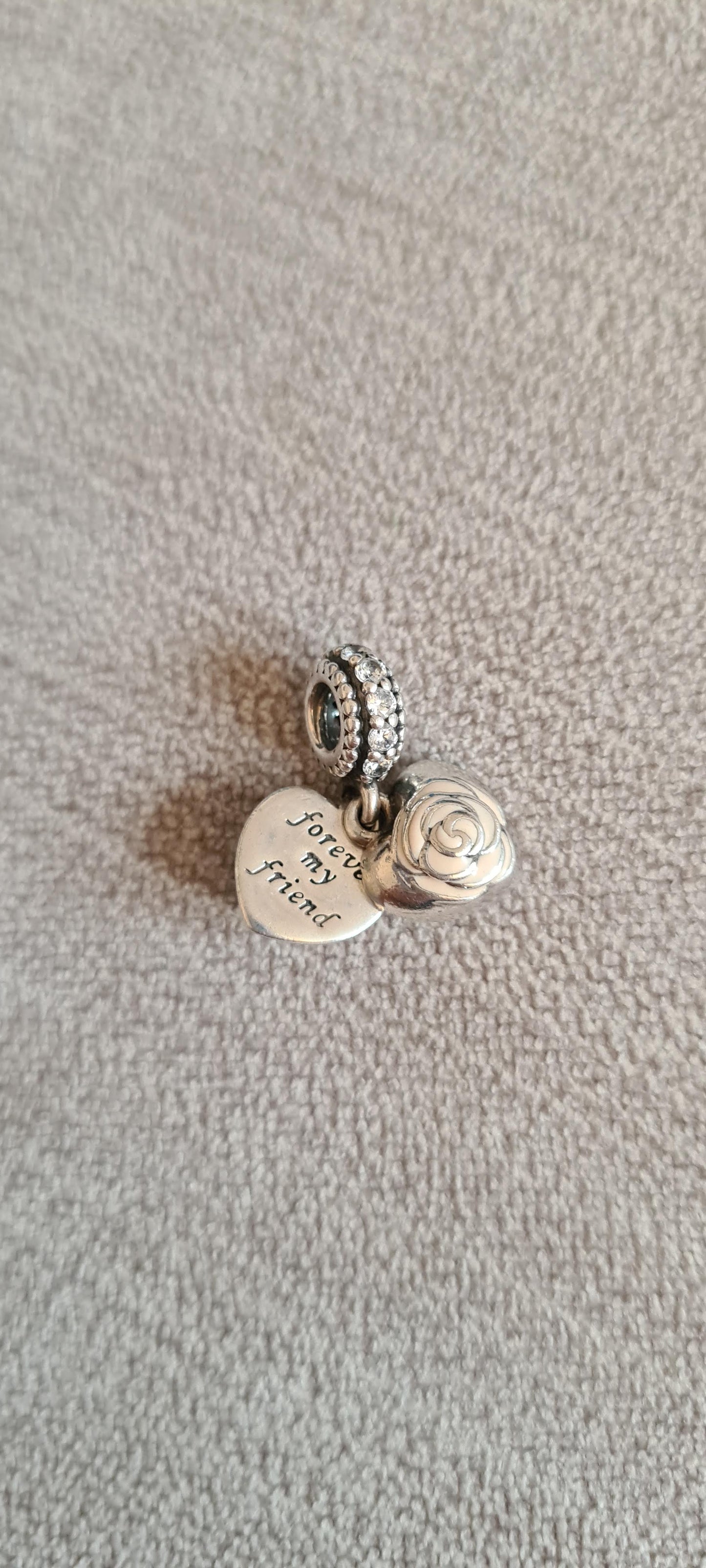 Genuine Pandora First My Mother Forever My friend Dangle Rose Charm Gift