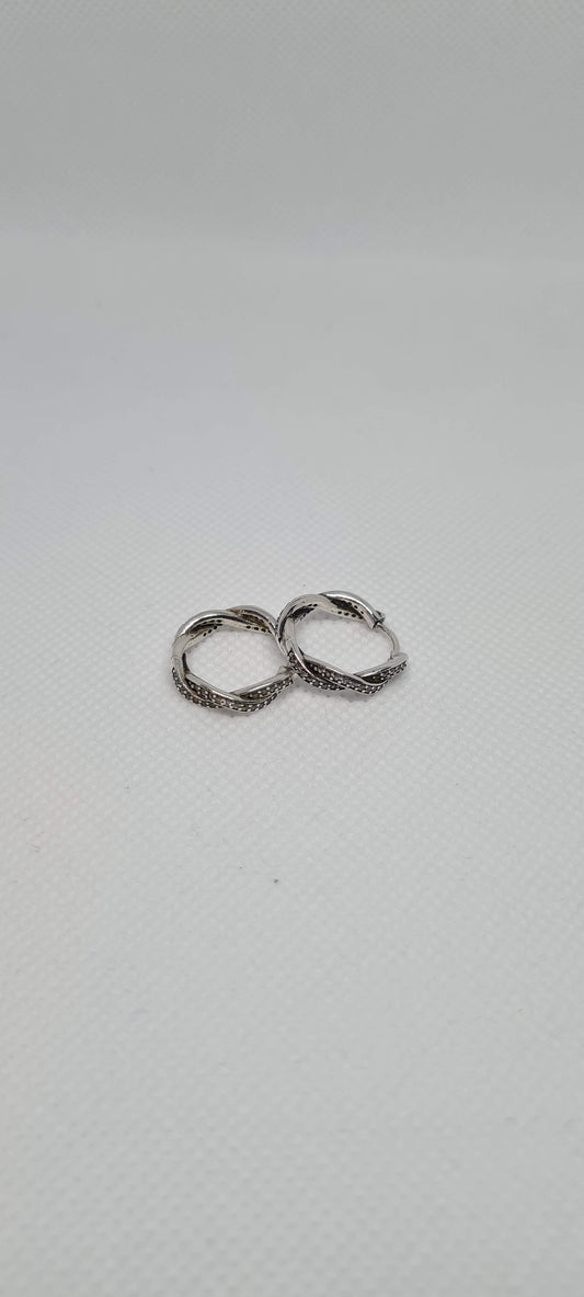 Genuine Pandora Pave Earrings Hoops