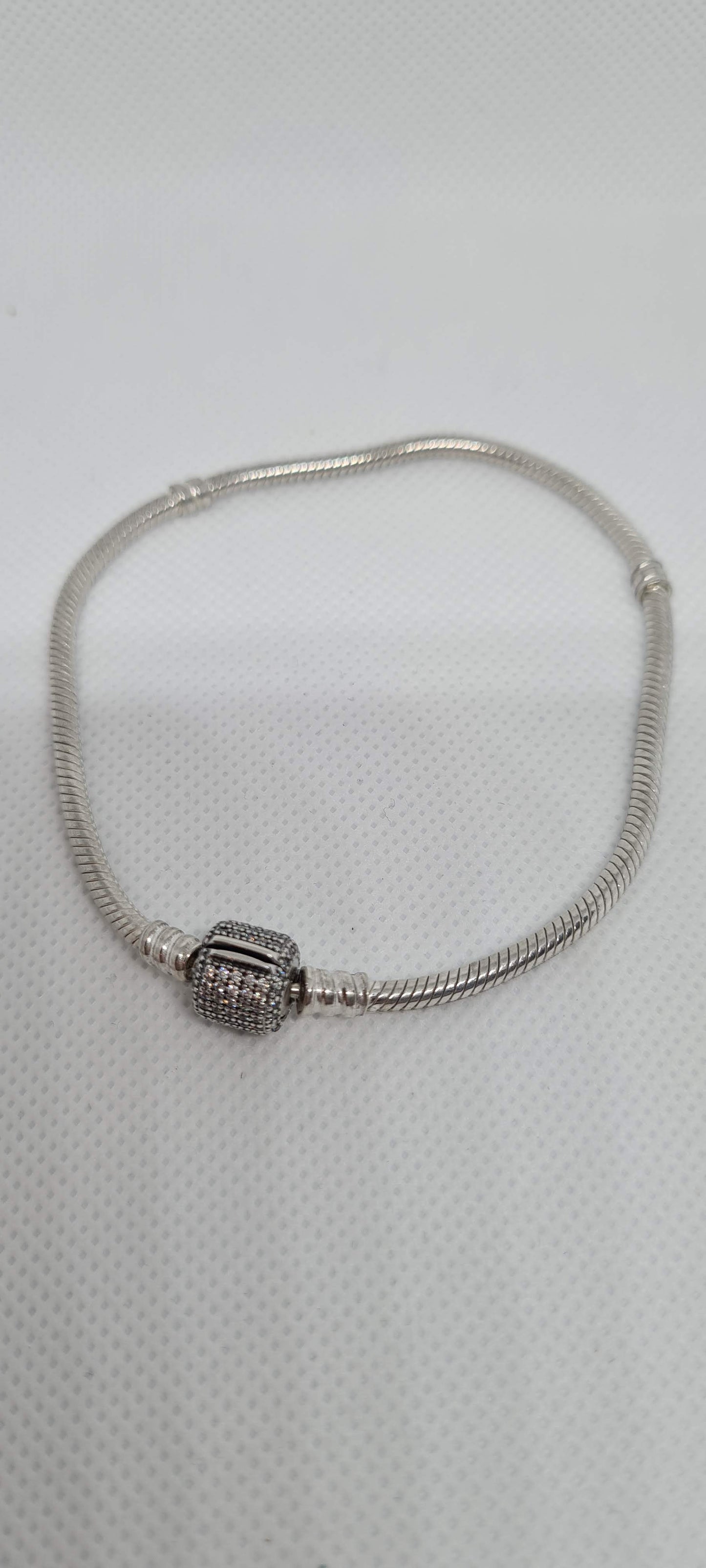 Genuine Pandora Pave Sparkle CZ Barrel Clasp Bracelet PURPLE / CLEAR