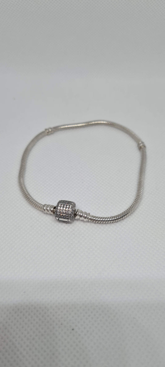 Genuine Pandora Pave Sparkle CZ Barrel Clasp Bracelet PURPLE / CLEAR