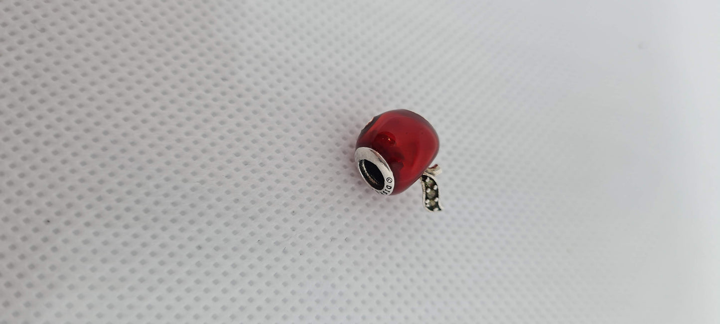 Genuine Pandora Disney Snow White Apple Enamel Pave Stalk Charm