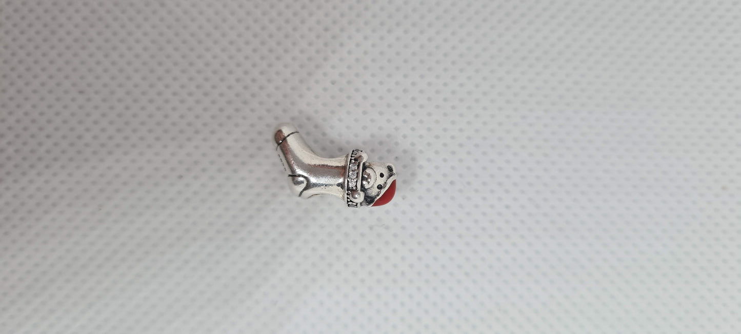 Genuine Pandora Stocking Bear Enamel Christmas Charm