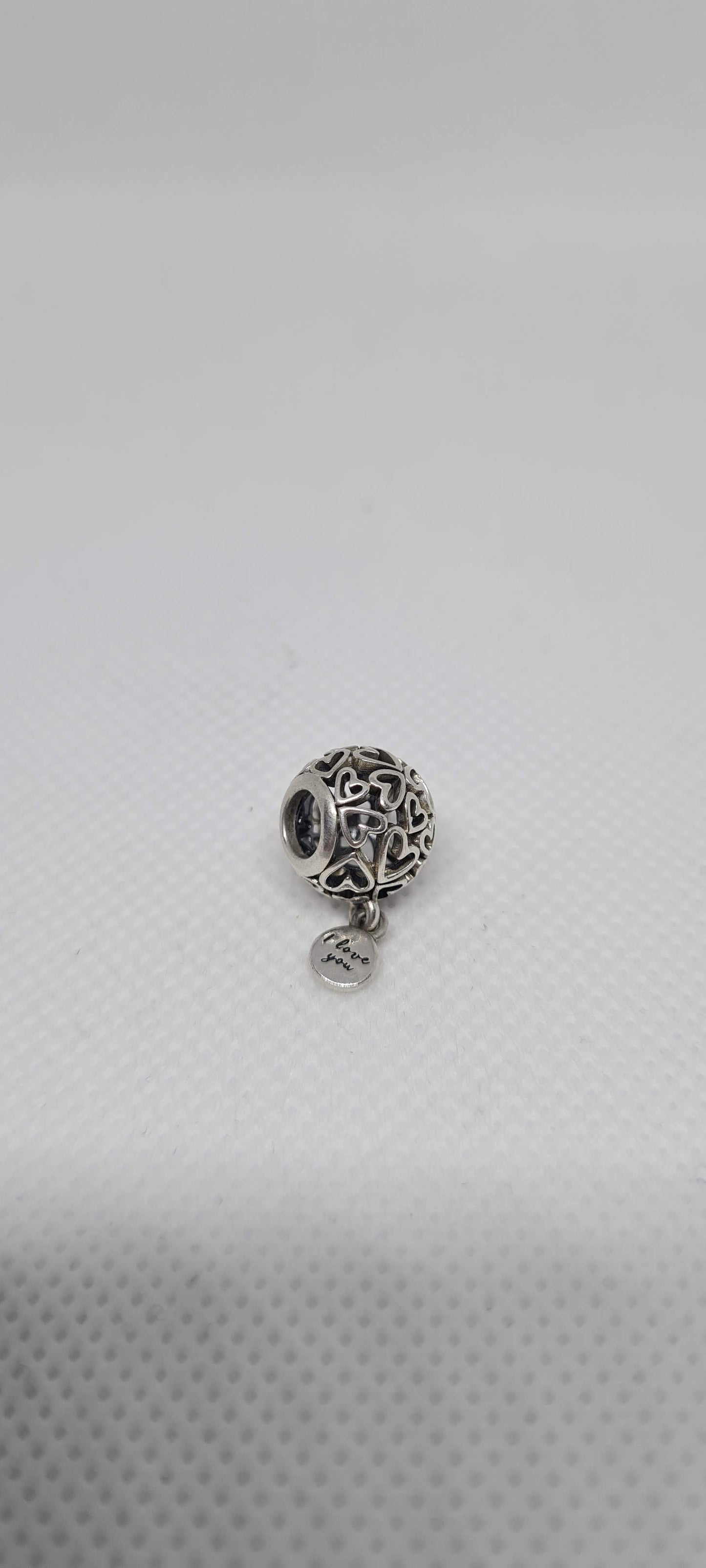 Genuine Pandora Openwork Heart Charm with I Love You Dangle
