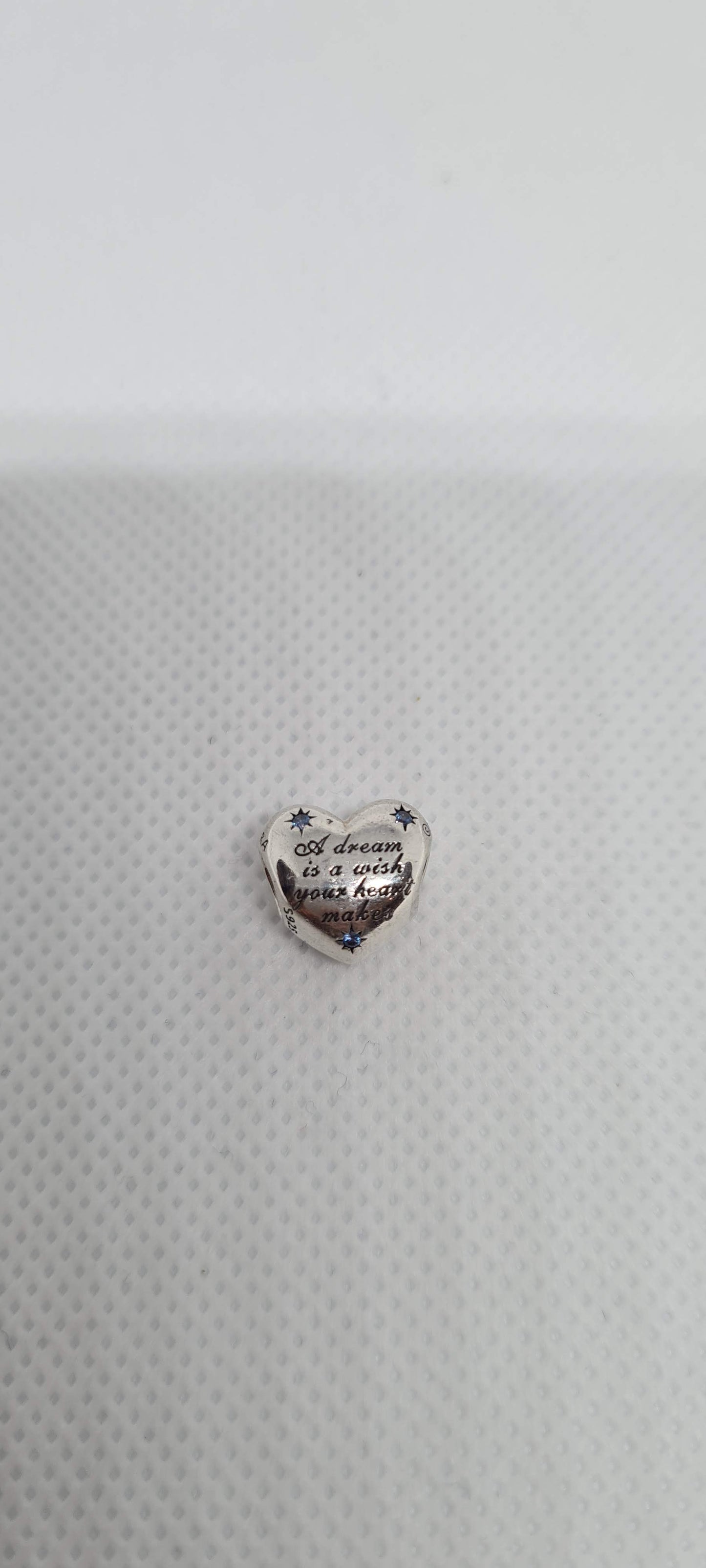 Genuine Pandora Cinderella Heart Blue Stone Charm A Dream a Wish The Heart Makes