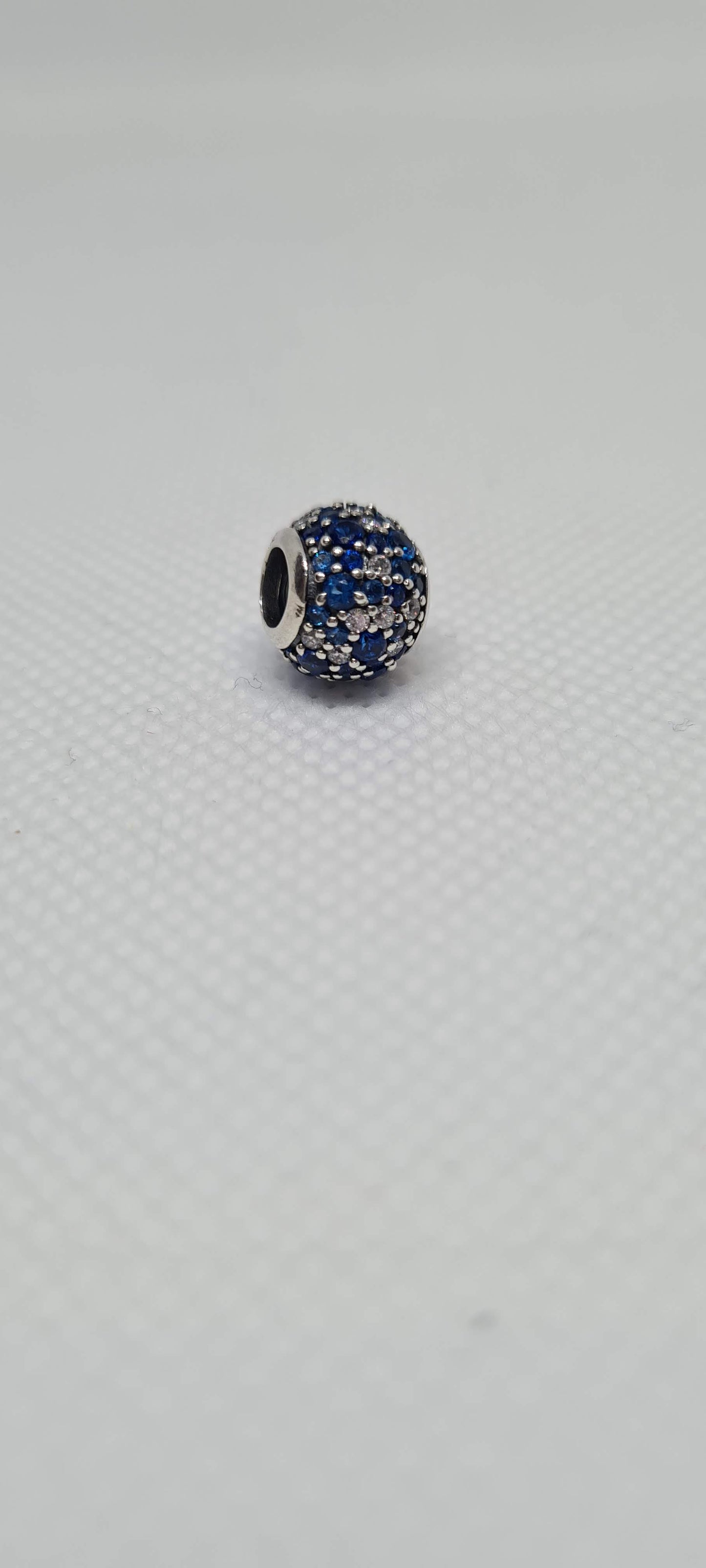 Genuine Pandora Blue and White Pave Sparkle Ball