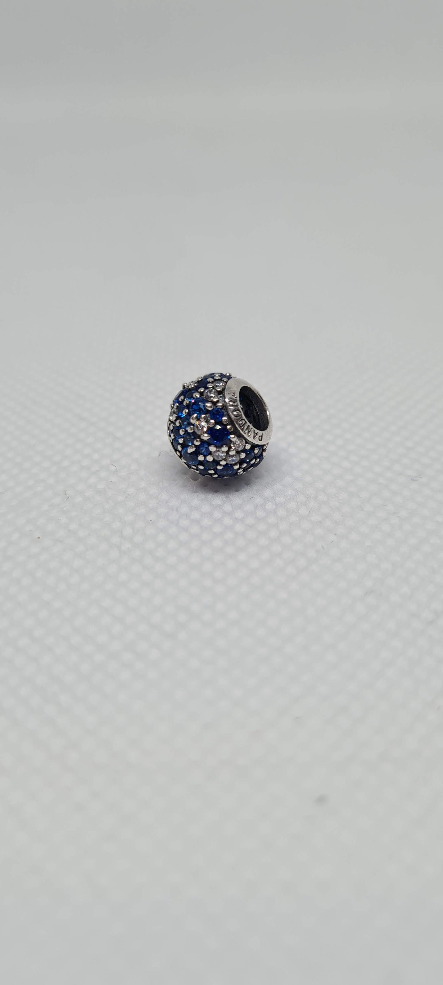 Genuine Pandora Blue and White Pave Sparkle Ball