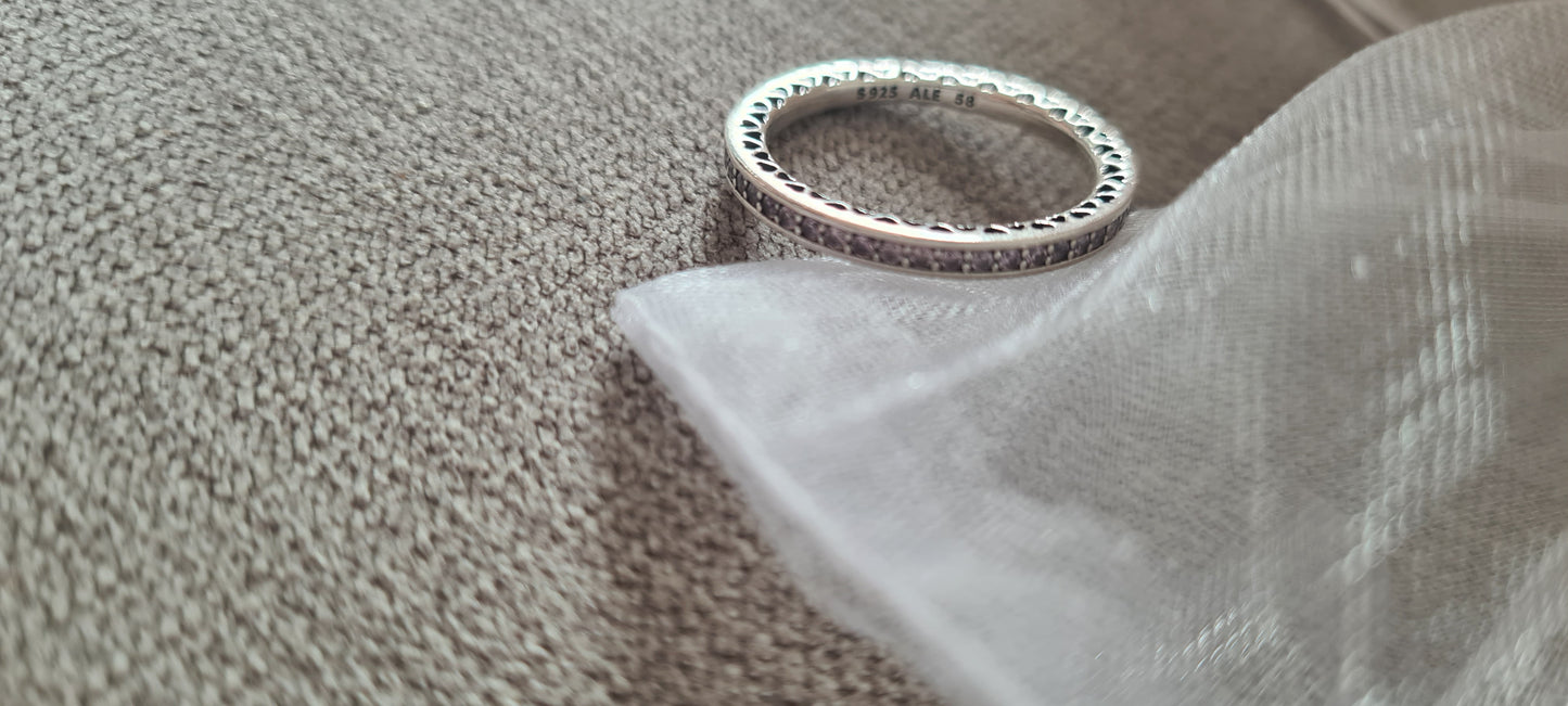 Genuine Pandora Radiant Heart Ring Enamel Cz Baby Pink