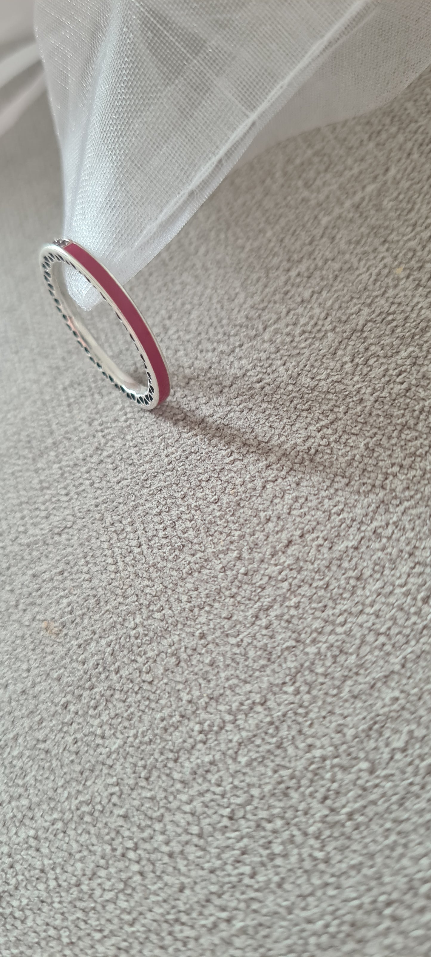 Genuine Pandora Radiant Heart Ring Enamel Cz Cerise Pink