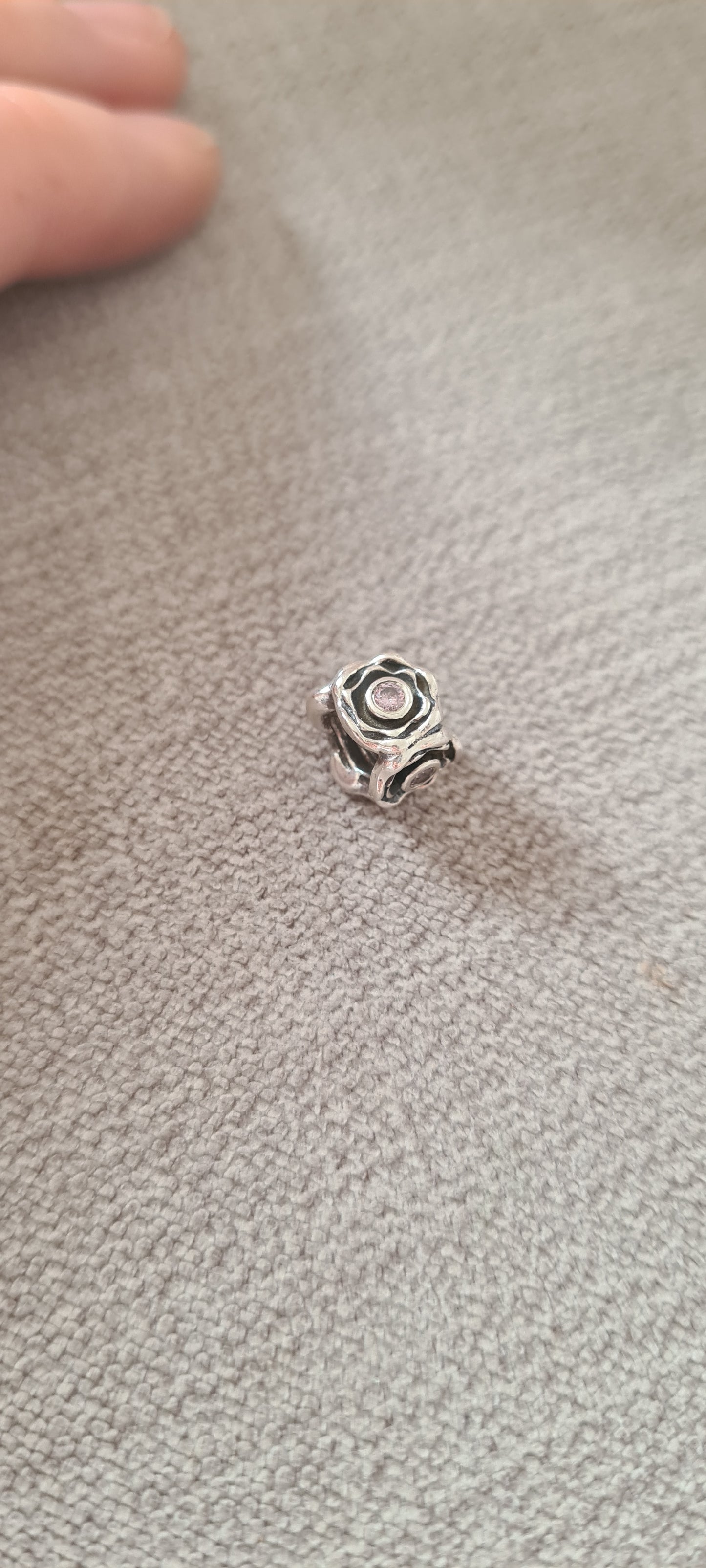 Genuine Pandora Oxidised Flower CZ Retired Charm