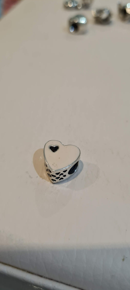 Genuine Pandora Baby Pink Enamel Heart Cut Out Charm