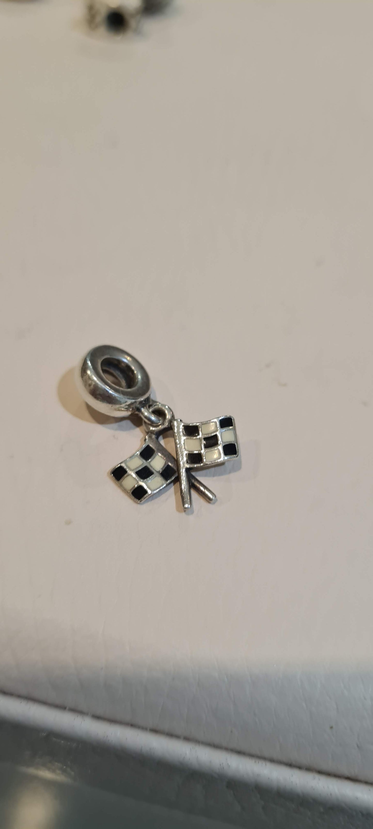 Genuine Pandora Checked Flag Racing Hobby Dangle Charm