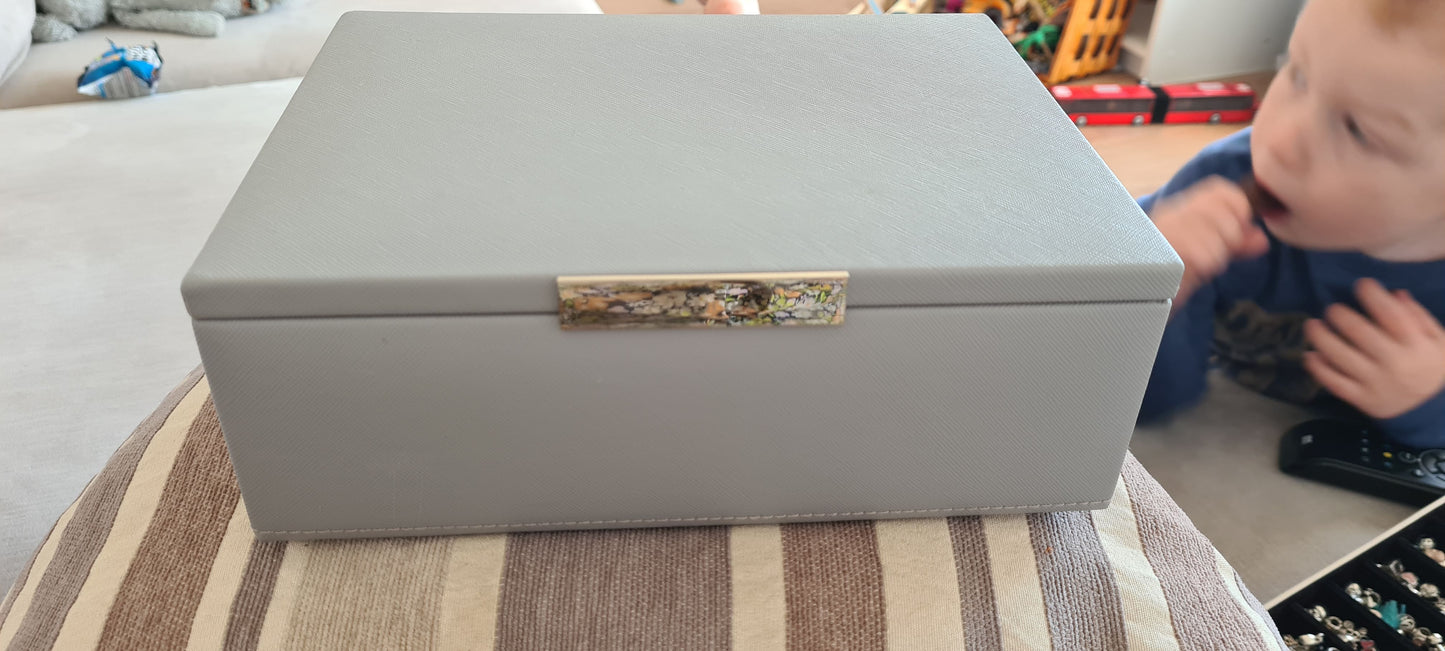 Genuine Pandora Medium Sized Grey Jewellery Box Two Layer UK BUYERS ONLY