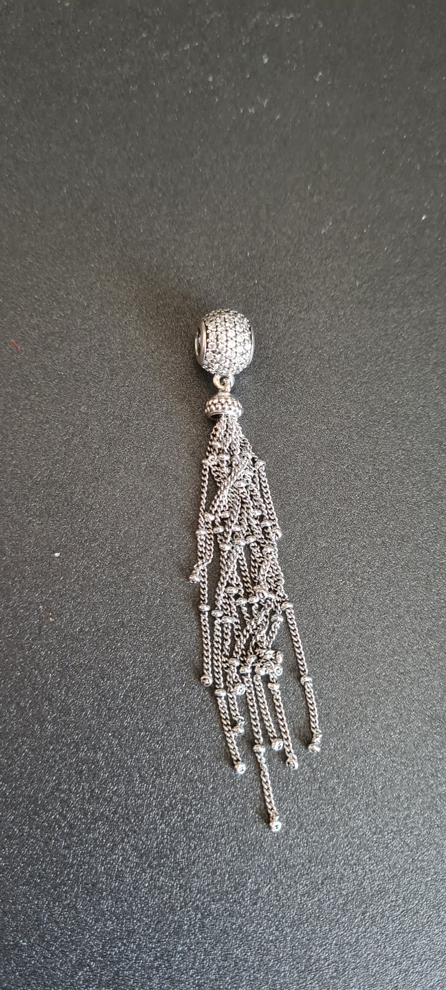 Genuine Pandora Large Tassel Pave Dangle Charm Statement Piece