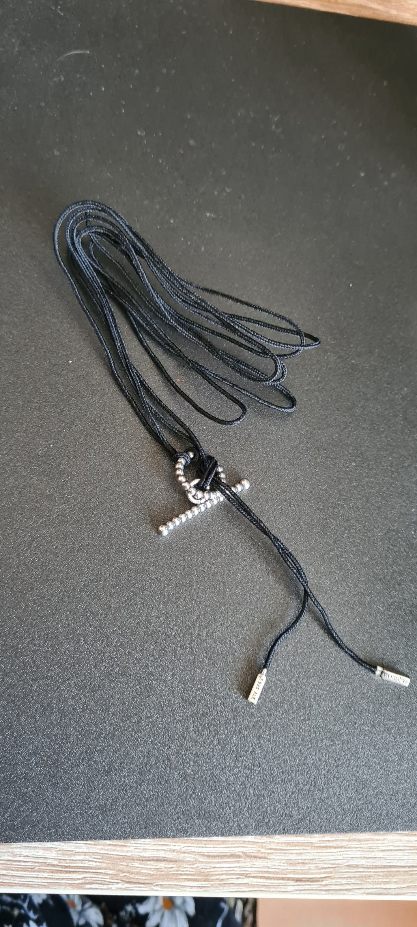 Genuine Pandora Black String Silver Clasp Bracelet Necklace Lace