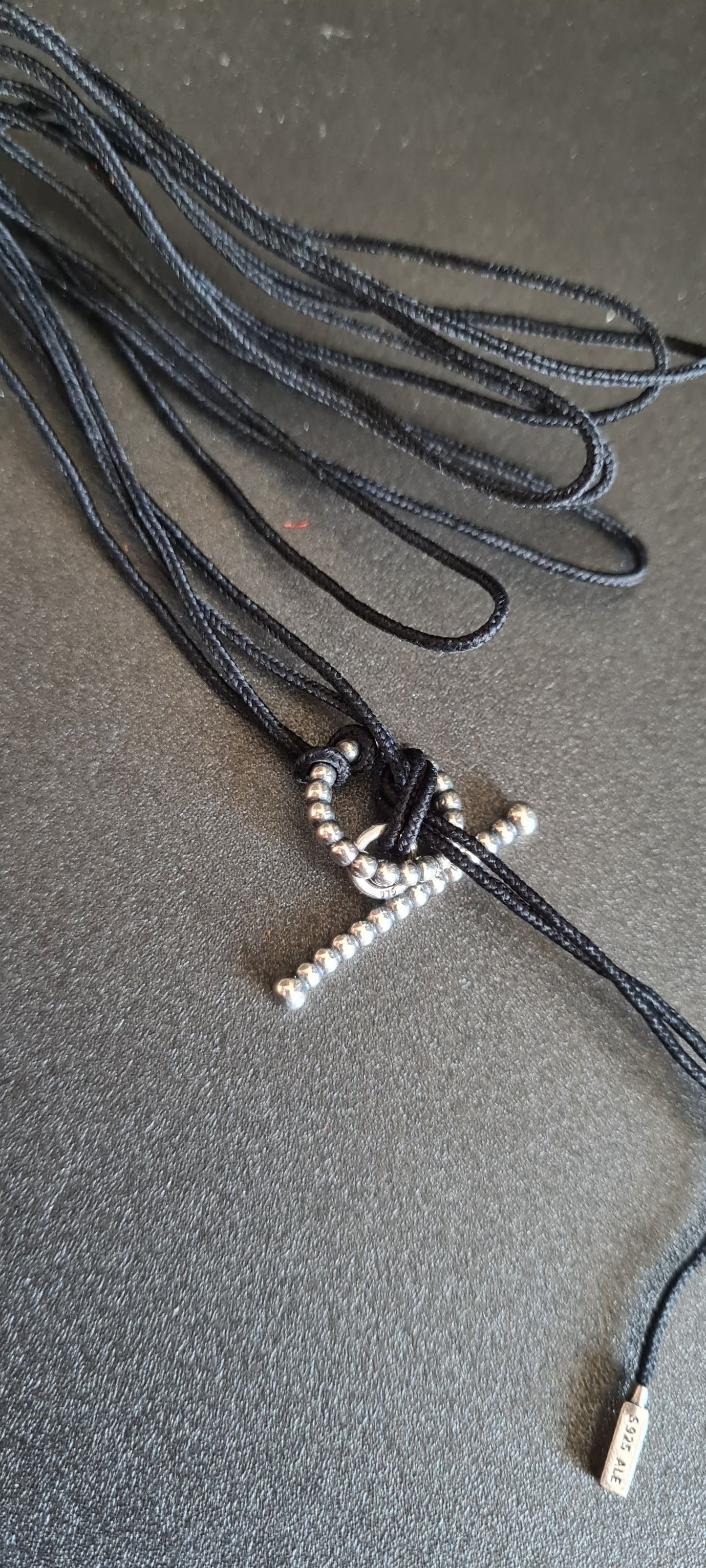 Genuine Pandora Black String Silver Clasp Bracelet Necklace Lace