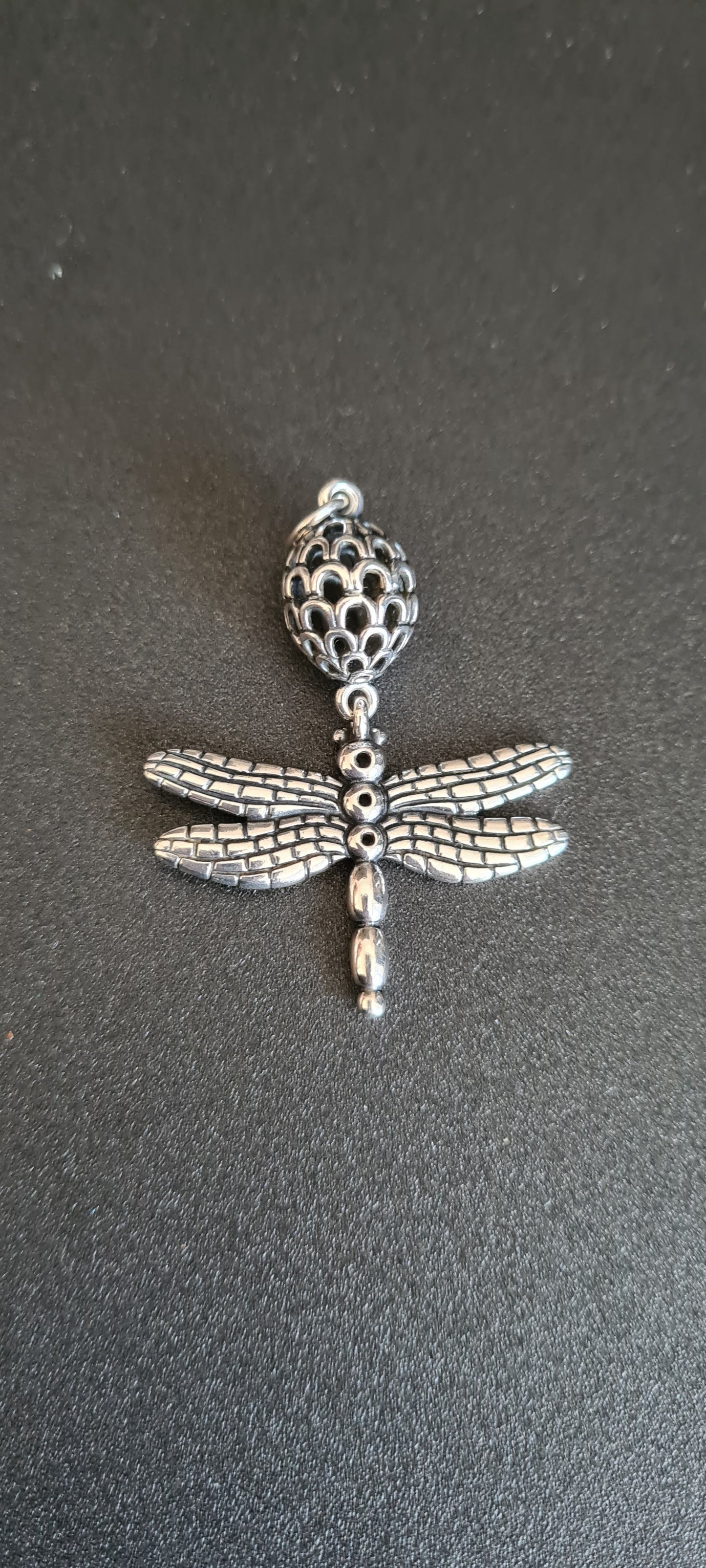 Genuine Pandora Rare HTF Two Tone Dragonfly Pendant Large