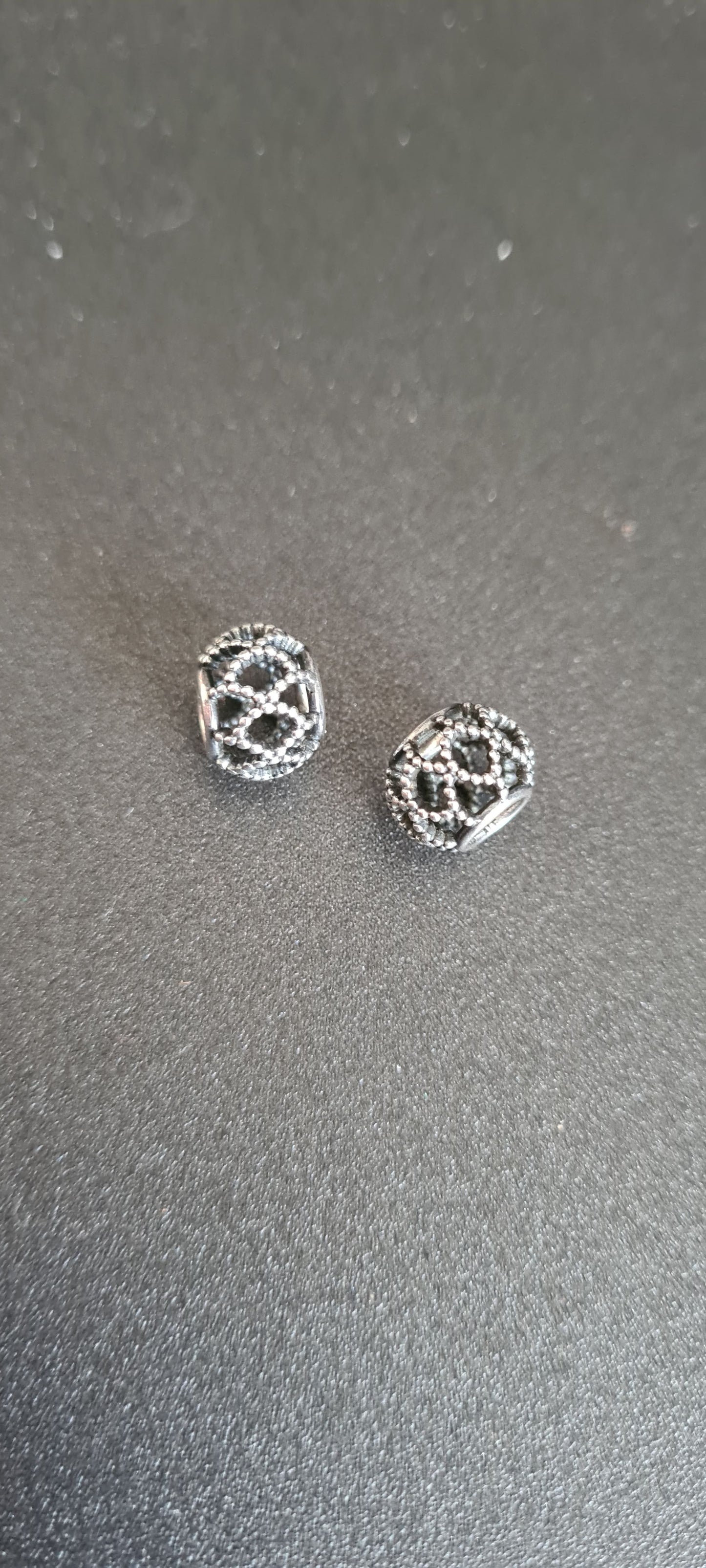Genuine Pandora Openwork Beaded Charm Criss Cross Wave Charm
