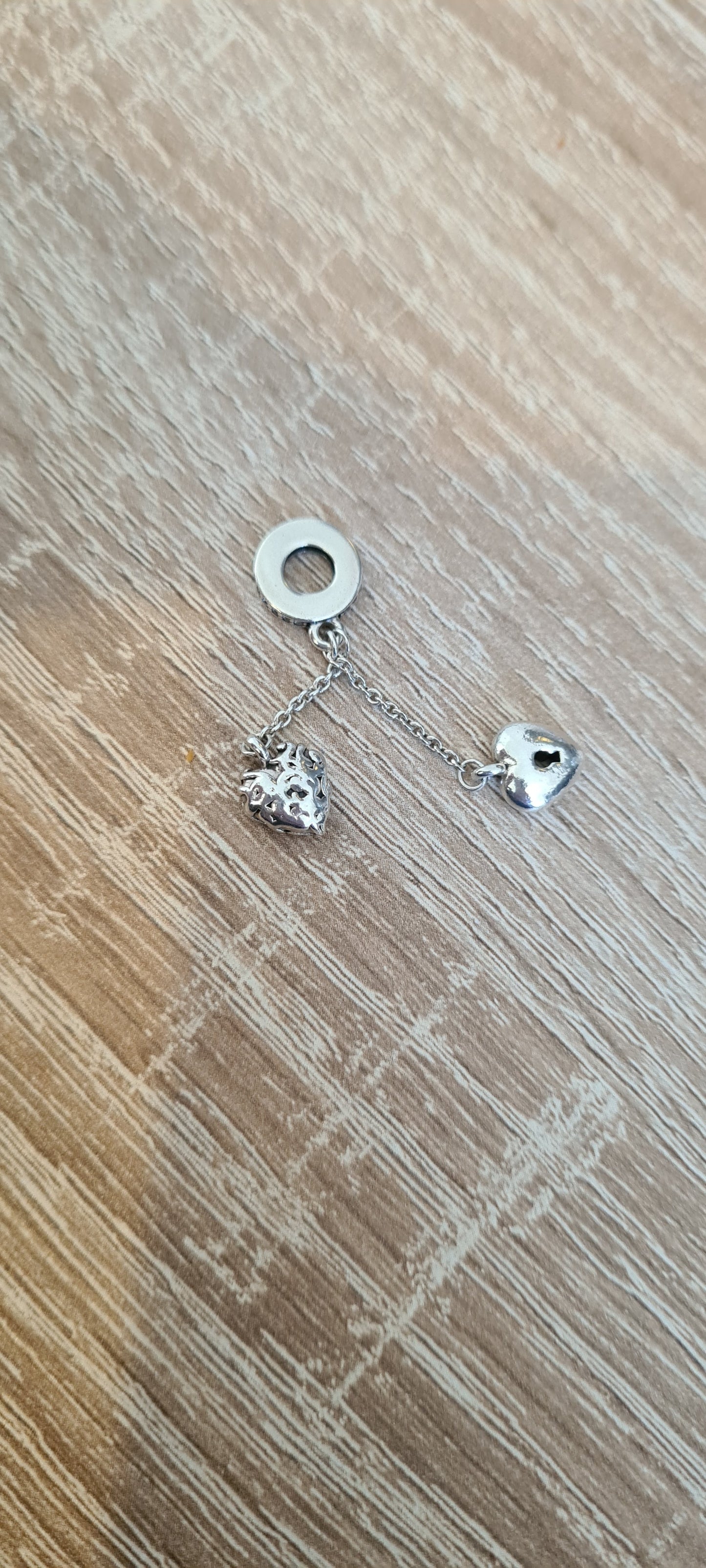 Genuine Pandora Double Dangle Heart Padlock Regal Heart Charm Dangle